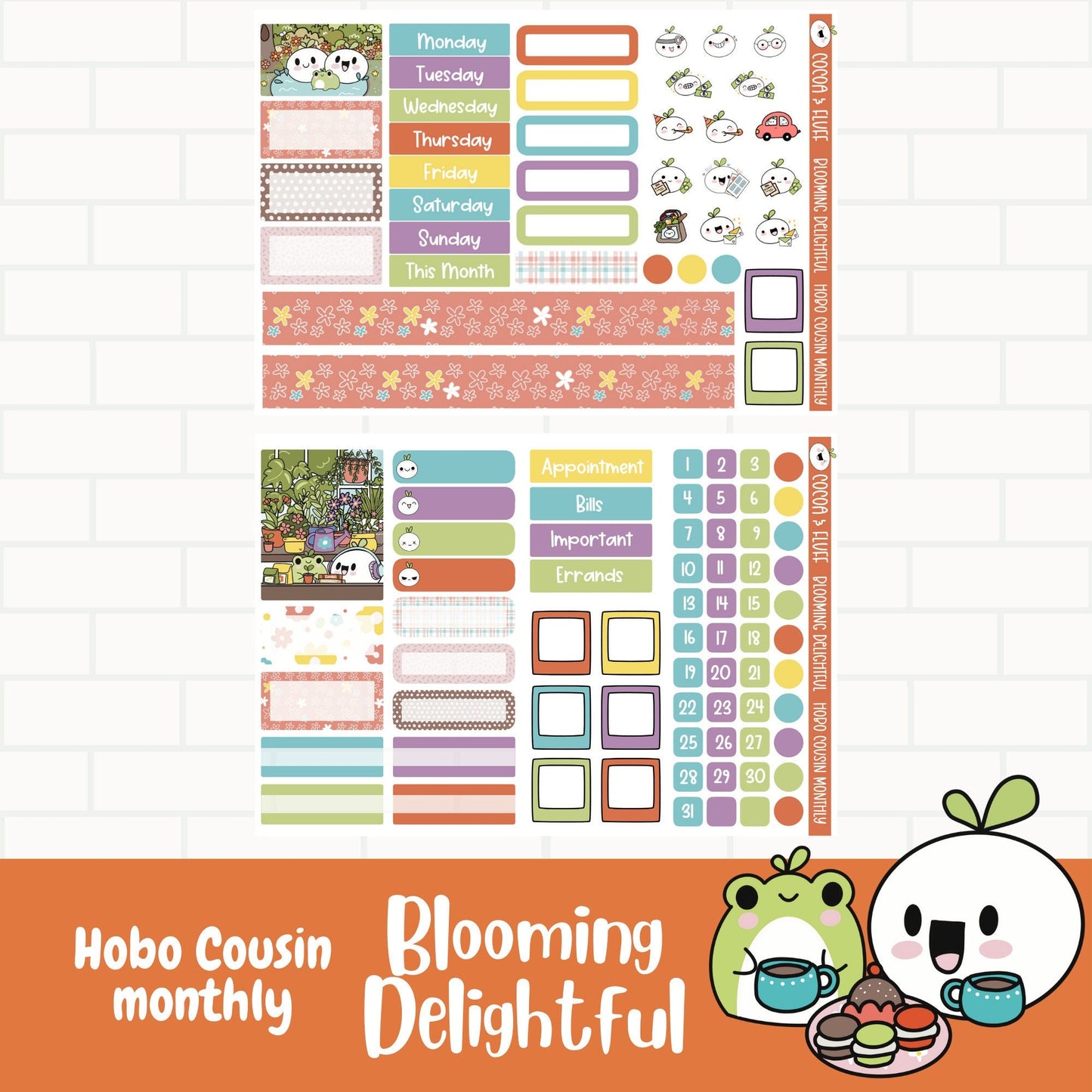 Blooming Delightful Hobonichi Cousin Monthly Sticker Kit