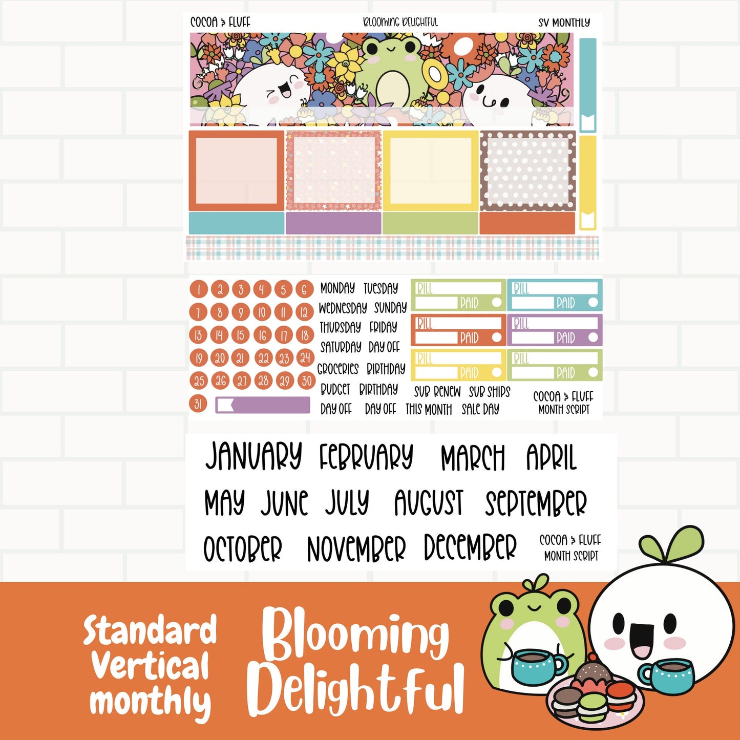 Blooming Delightful Standard Vertical Monthly Sticker Kit
