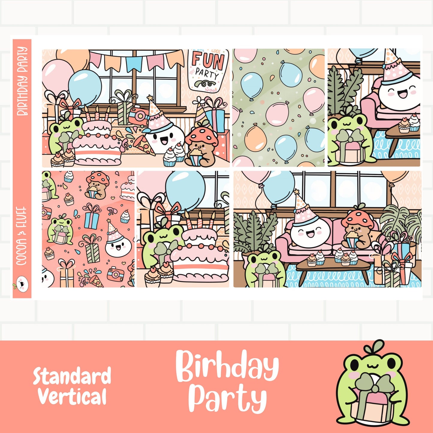 Birthday Party Standard Vertical Weekly Sticker Kit