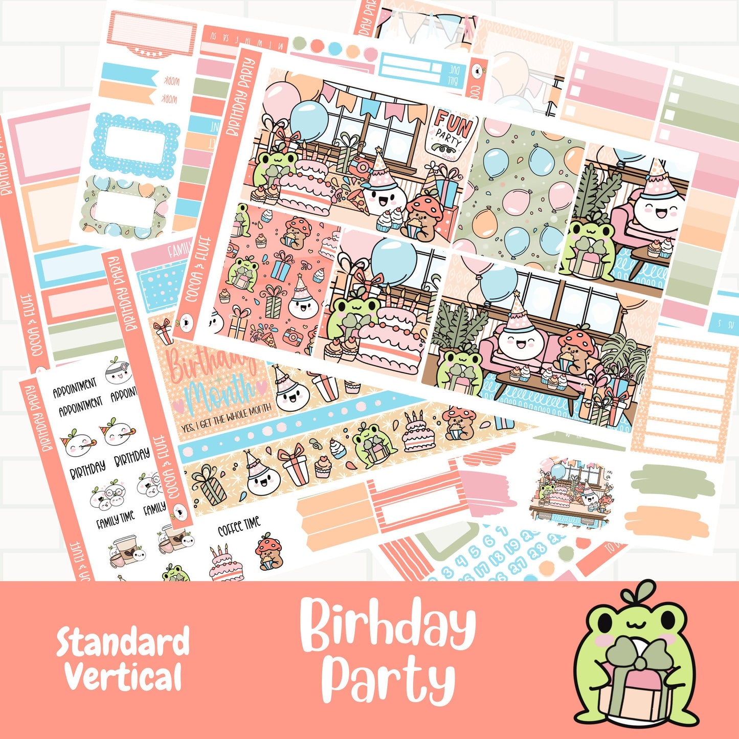 Birthday Party Standard Vertical Weekly Sticker Kit