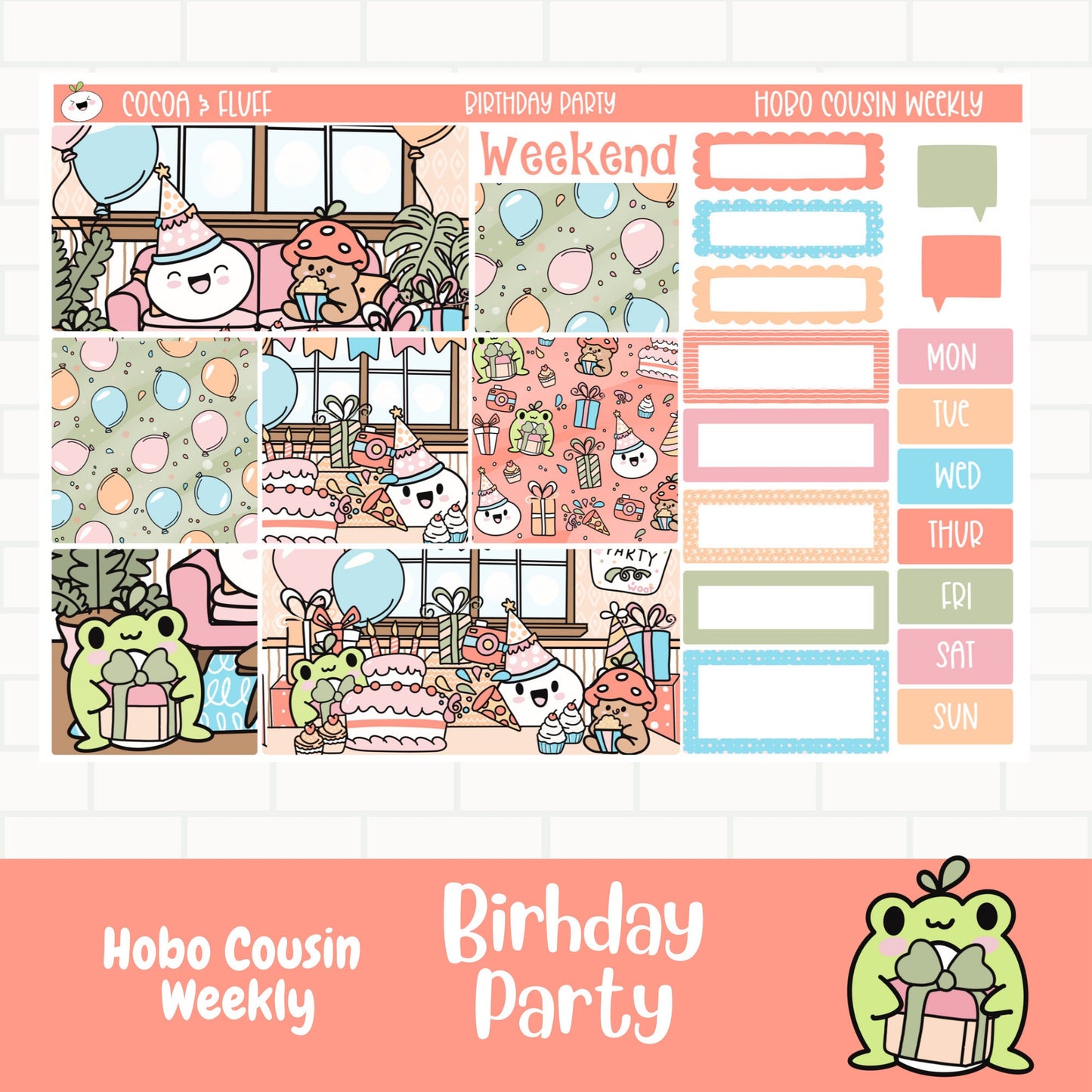 Birthday Party Hobonichi Cousin Weekly Sticker Kit