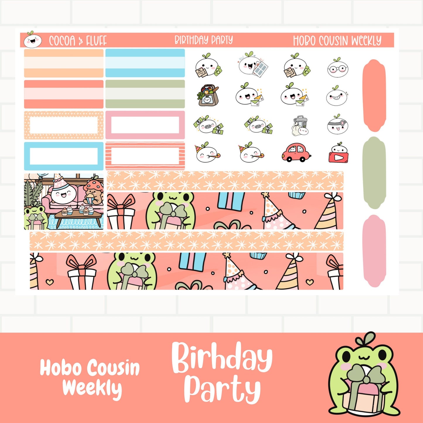 Birthday Party Hobonichi Cousin Weekly Sticker Kit