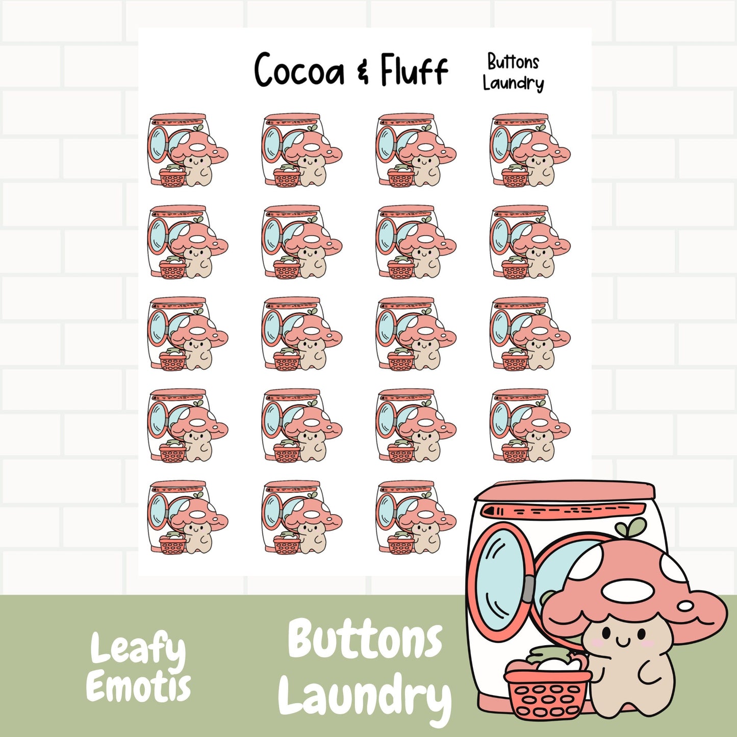 Buttons Laundry Day Planner Icons