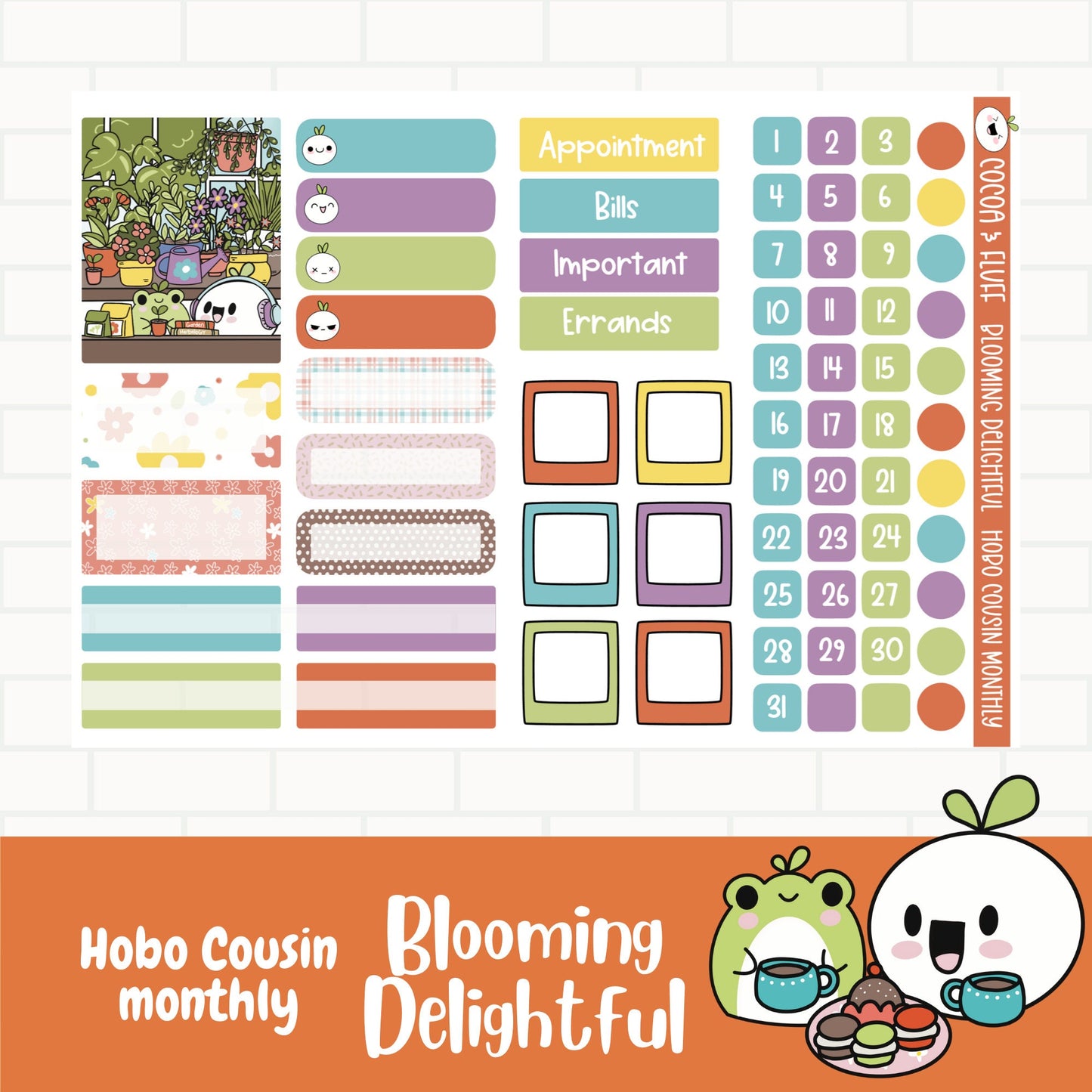 Blooming Delightful Hobonichi Cousin Monthly Sticker Kit