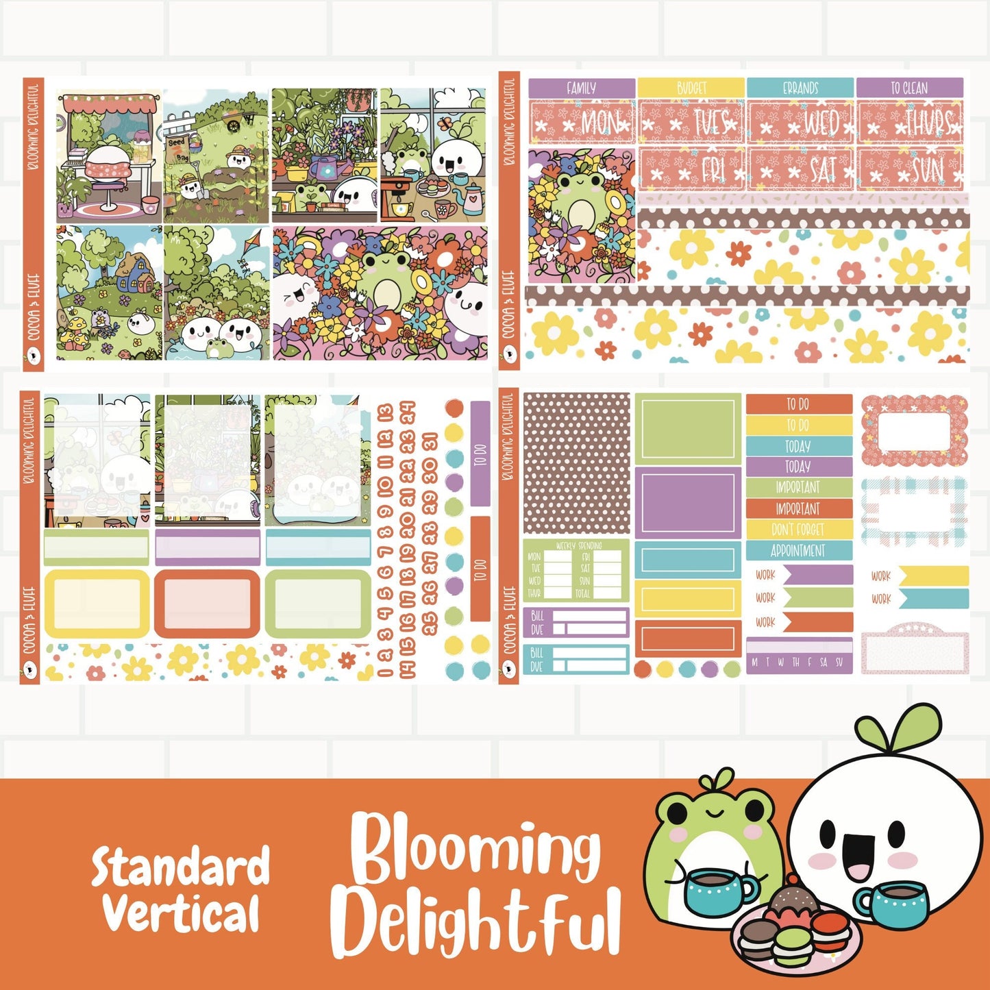 Blooming Delightful Standard Vertical Weekly Sticker Kit