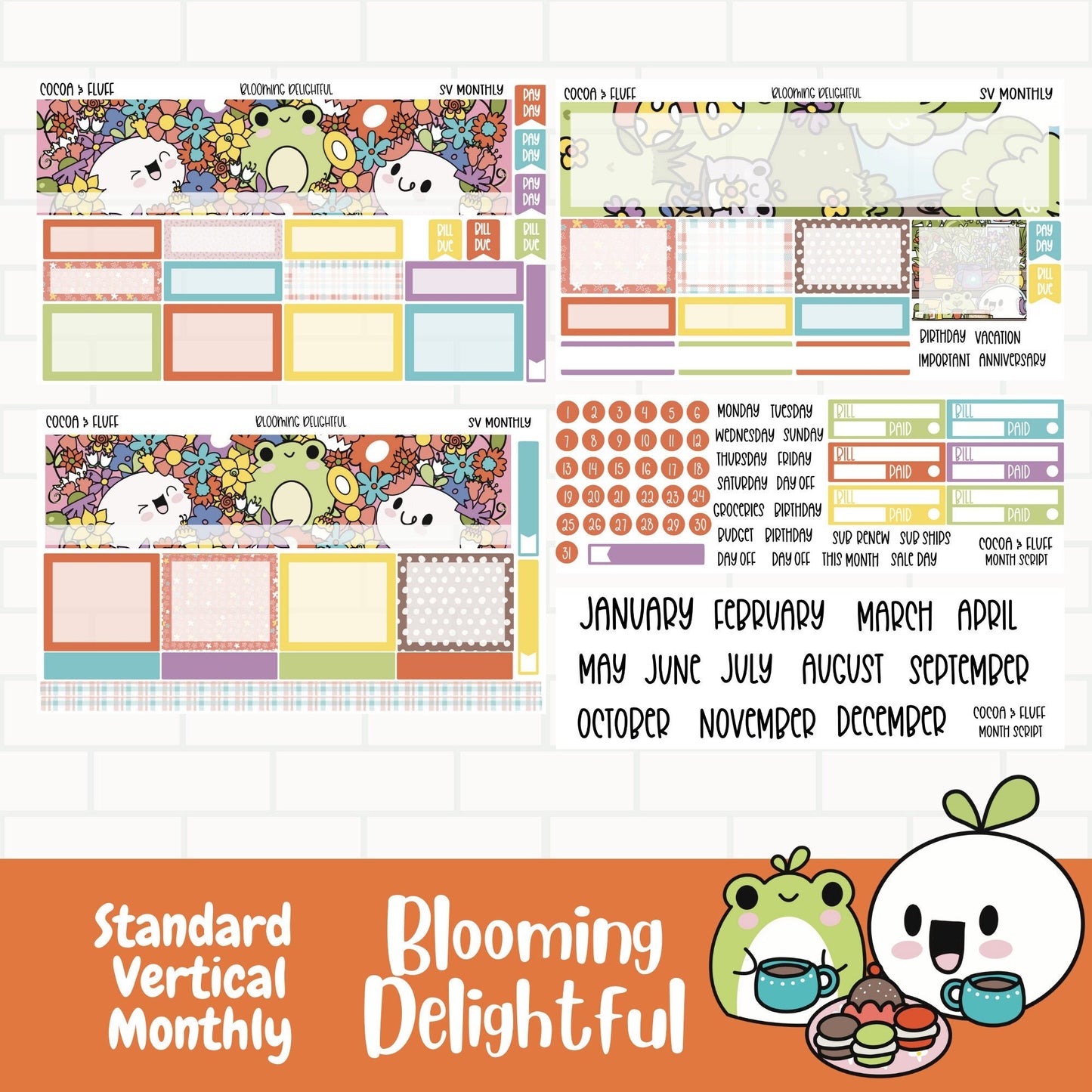 Blooming Delightful Standard Vertical Monthly Sticker Kit