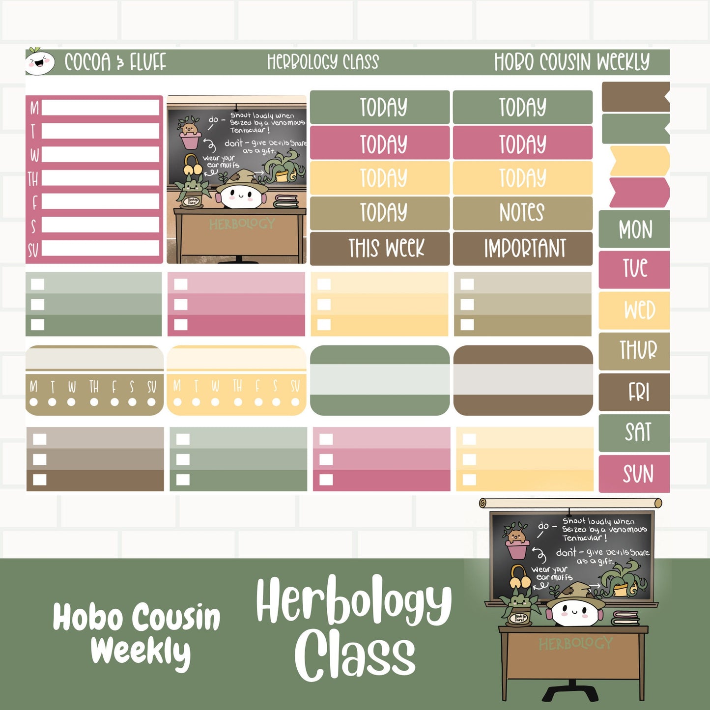 Herbology Class Hobonichi Cousin Weekly Sticker Kit