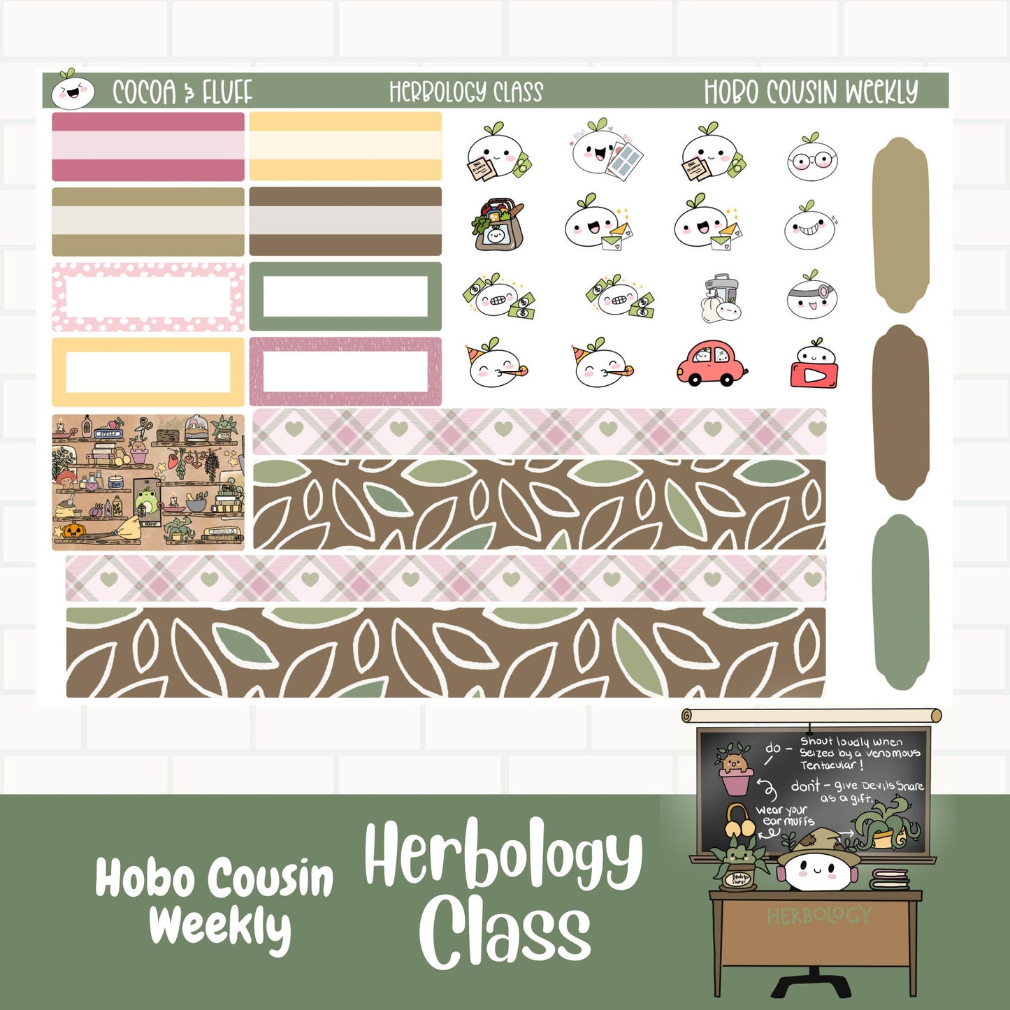 Herbology Class Hobonichi Cousin Weekly Sticker Kit
