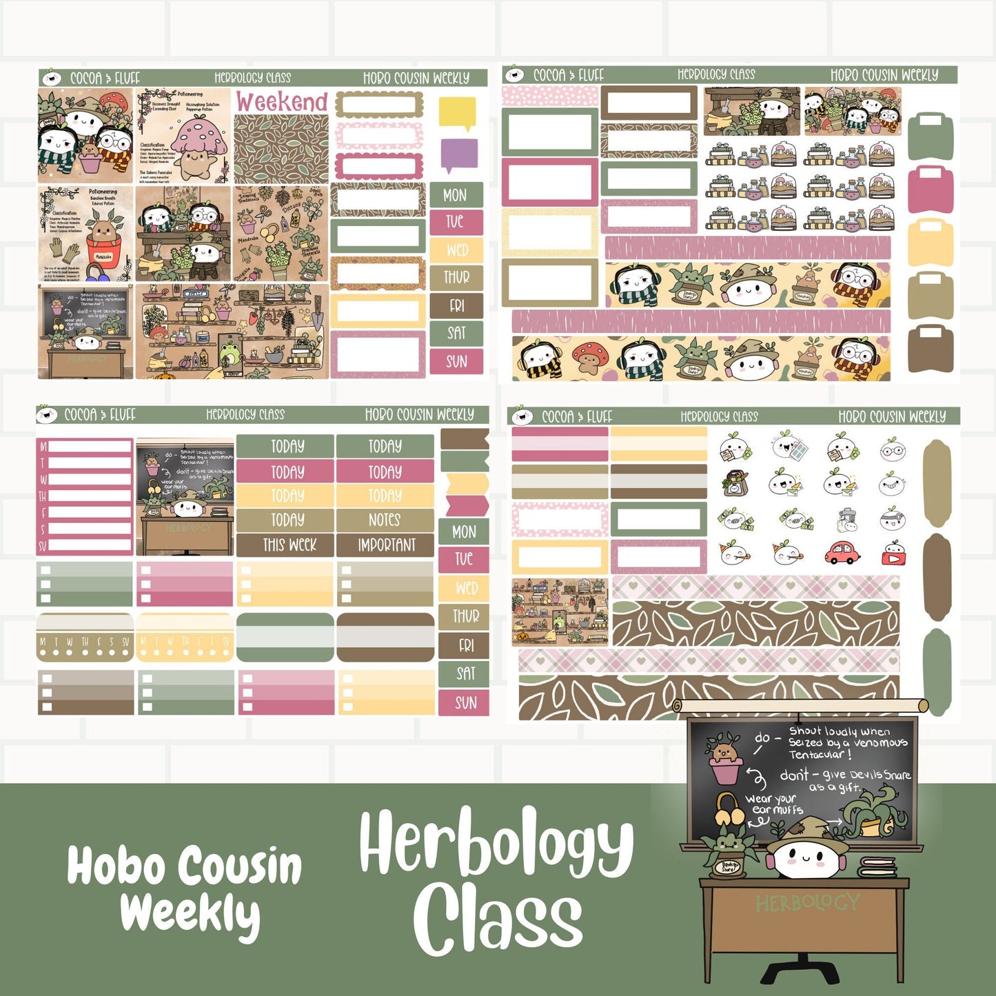 Herbology Class Hobonichi Cousin Weekly Sticker Kit