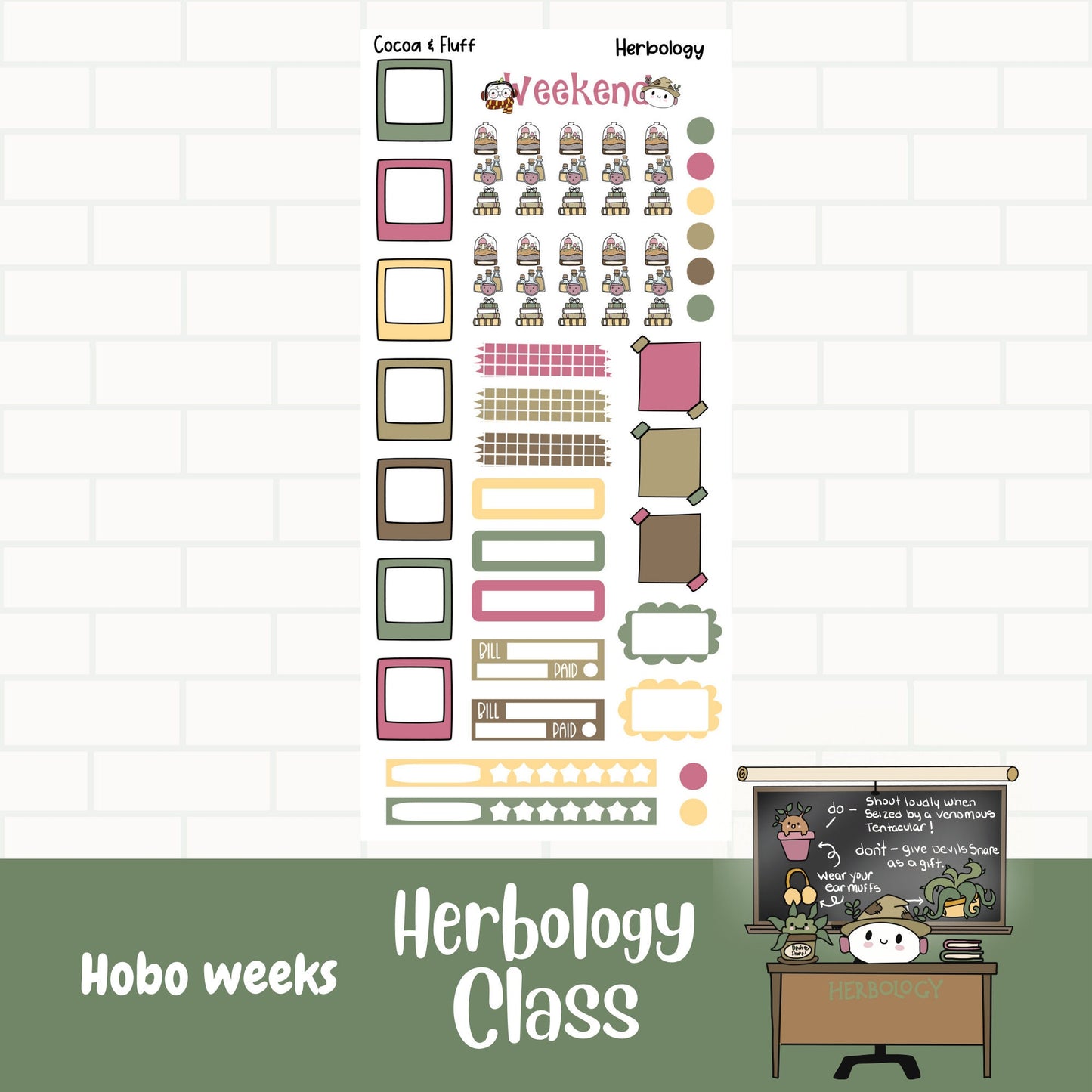 Herbology Class Hobonichi Weeks Weekly Sticker Kit