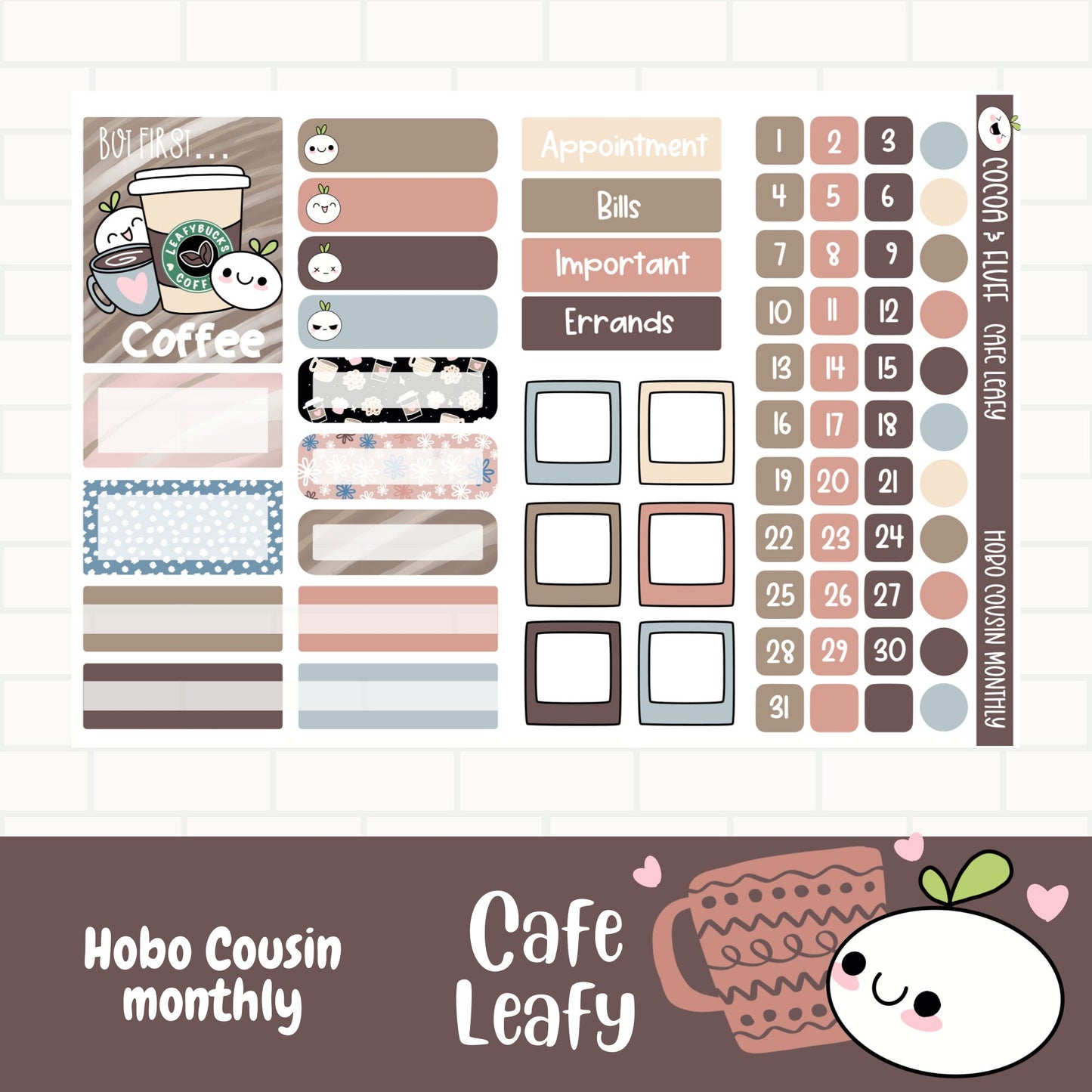 Cafe Leafy Hobonichi Cousin Monthly Sticker Kit