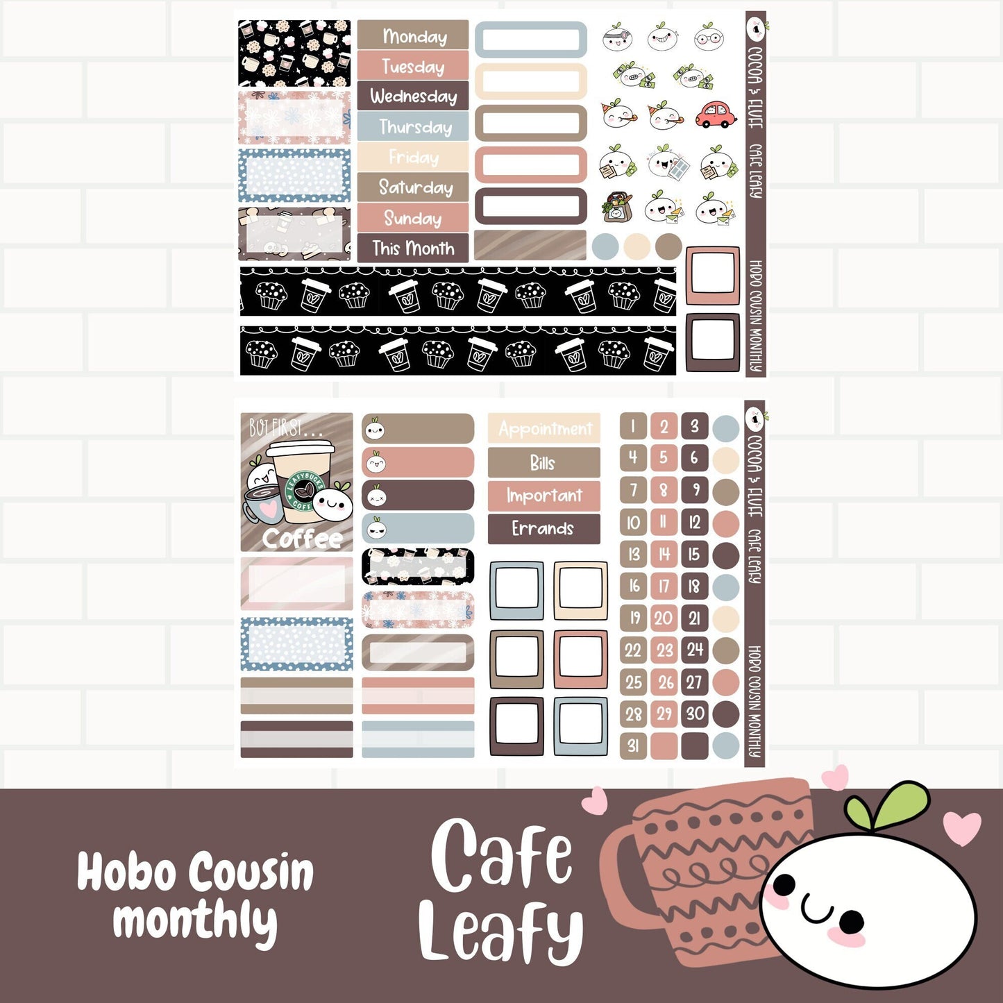 Cafe Leafy Hobonichi Cousin Monthly Sticker Kit