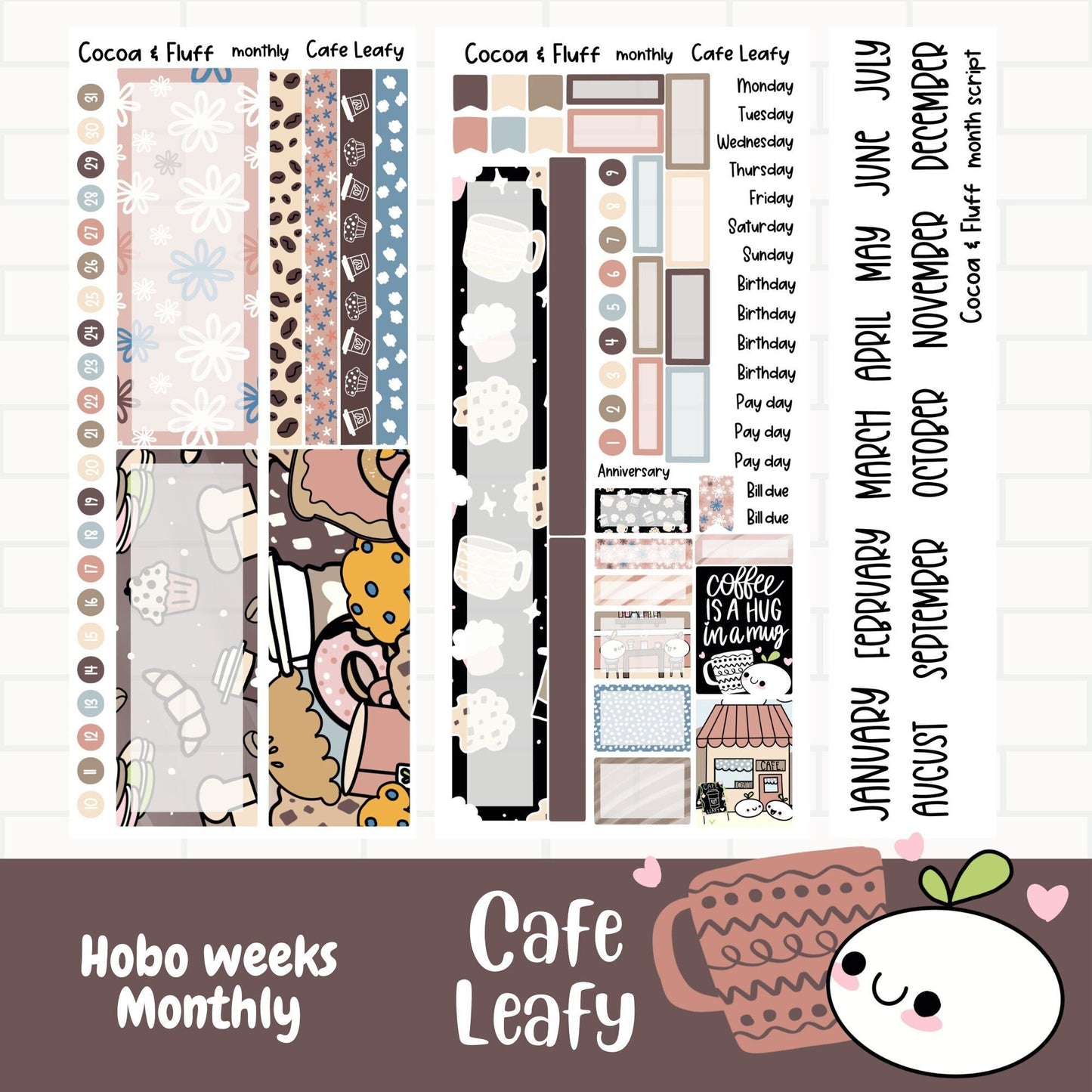 Cafe Leafy Hobonichi Weeks Monthly Sticker Kit