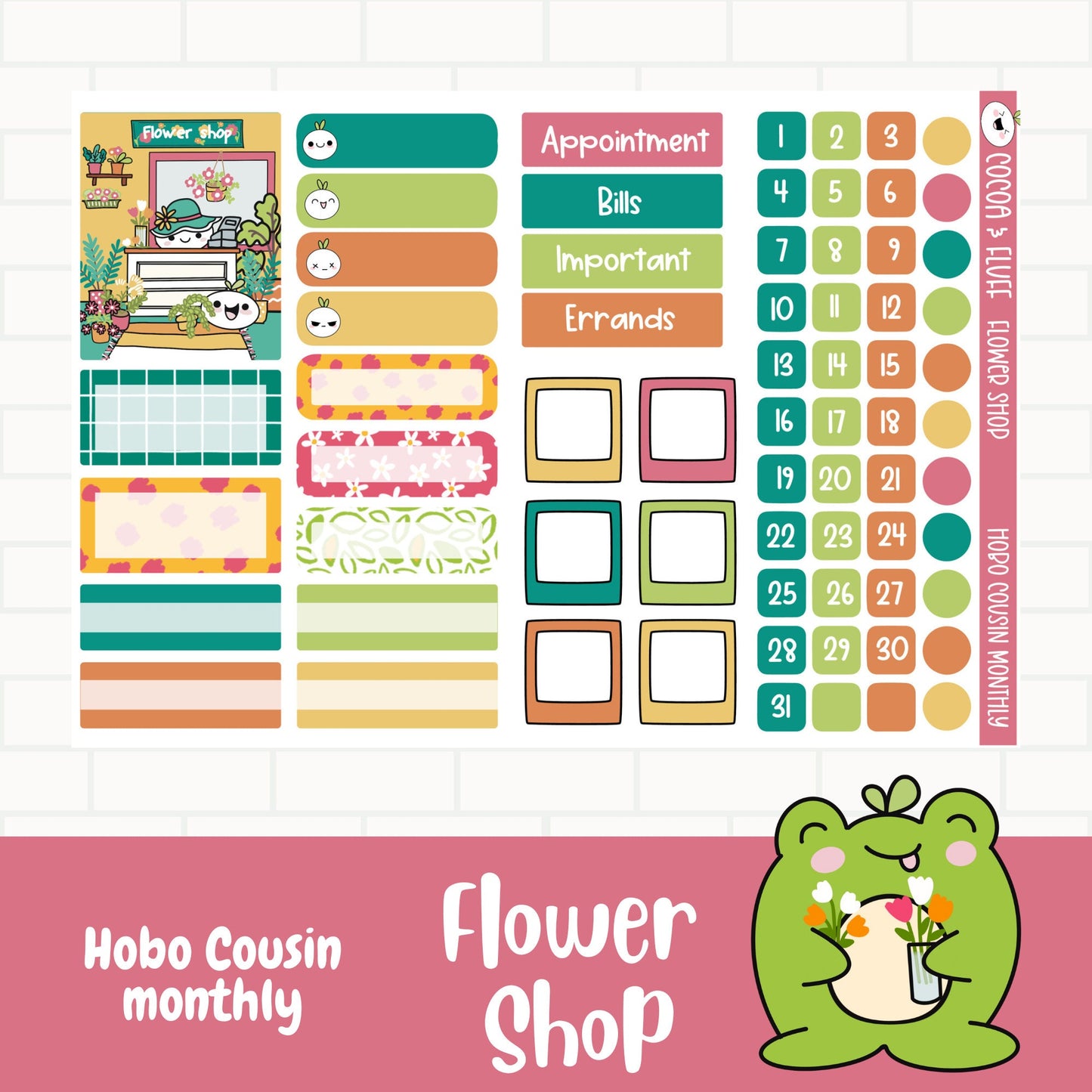 Flower Shop Hobonichi Cousin Monthly Sticker Kit