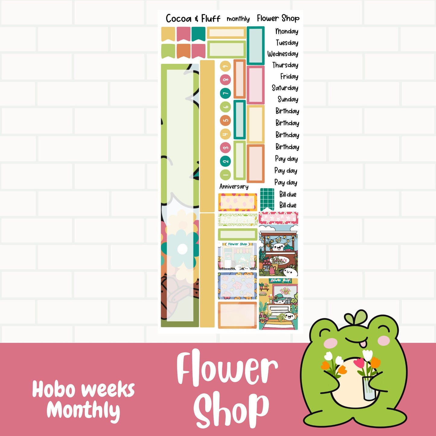 Flower Shop Hobonichi Weeks Monthly Sticker Kit