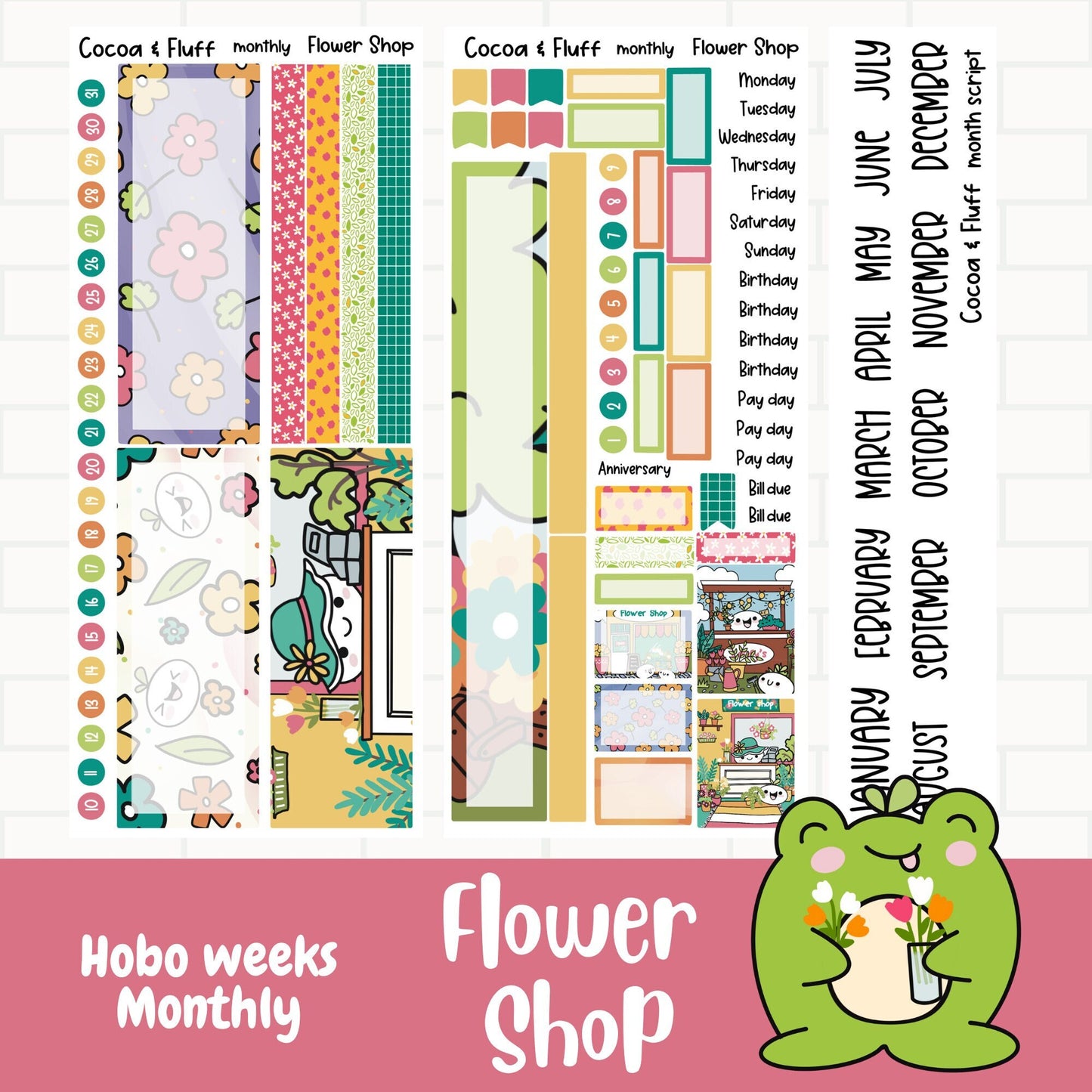 Flower Shop Hobonichi Weeks Monthly Sticker Kit