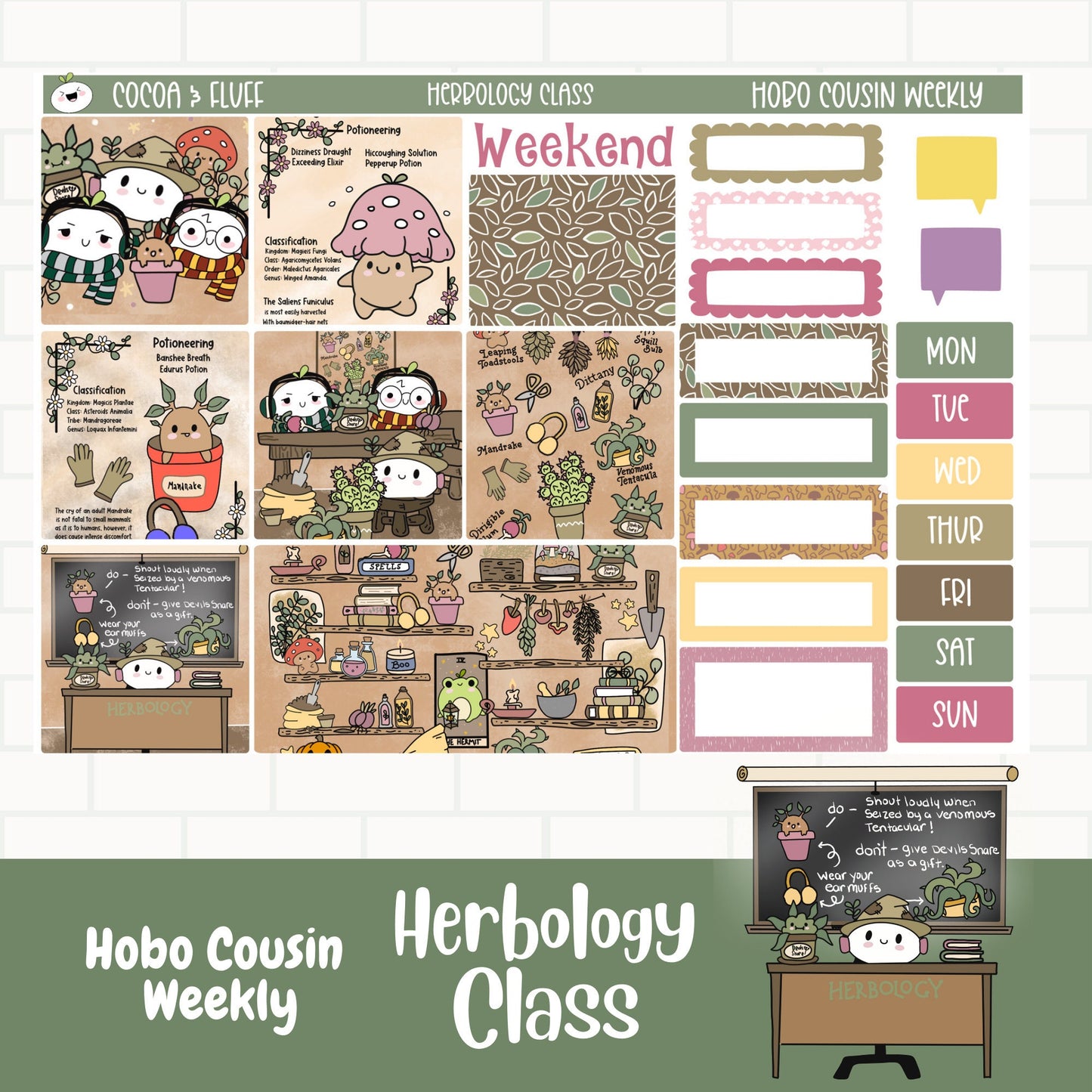 Herbology Class Hobonichi Cousin Weekly Sticker Kit