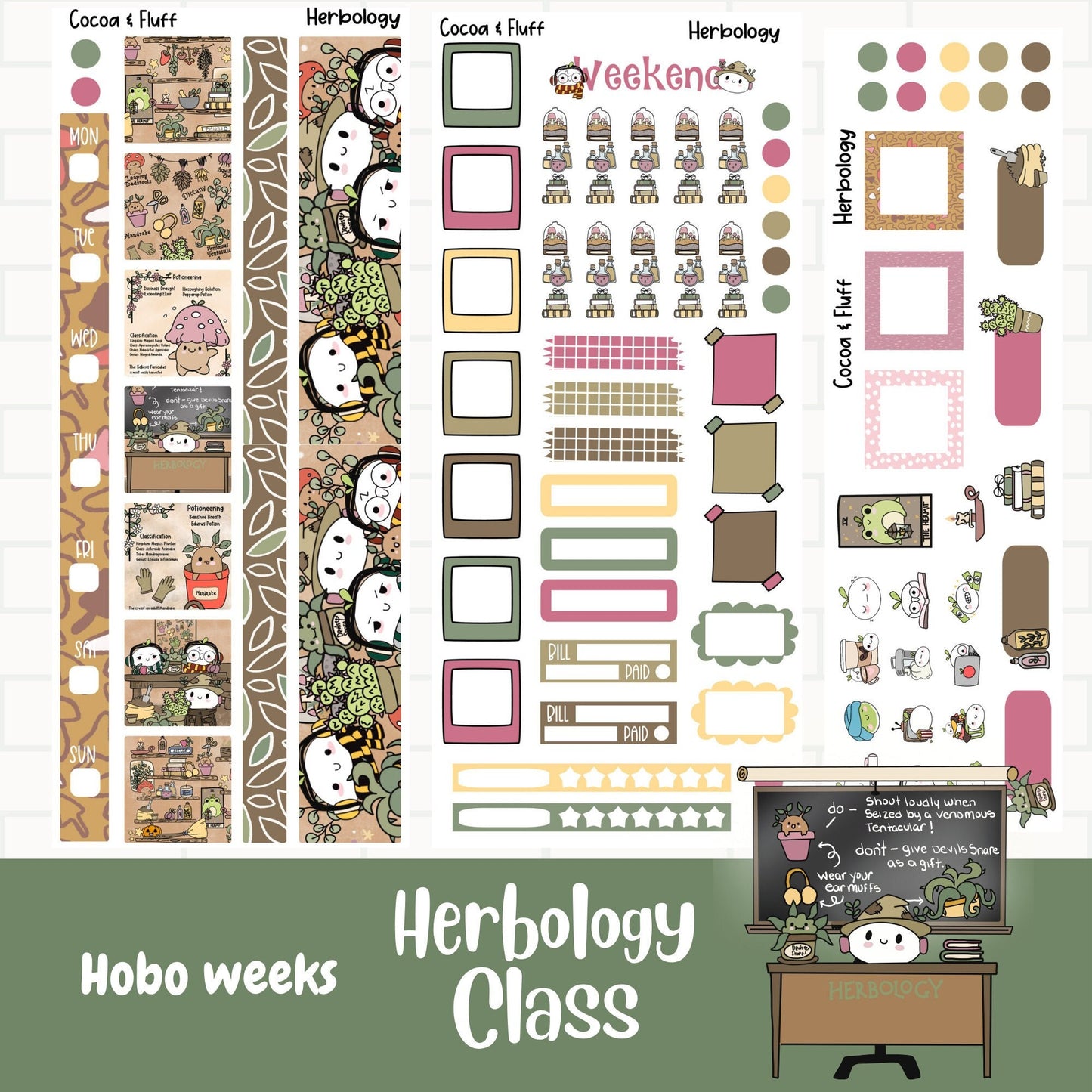 Herbology Class Hobonichi Weeks Weekly Sticker Kit