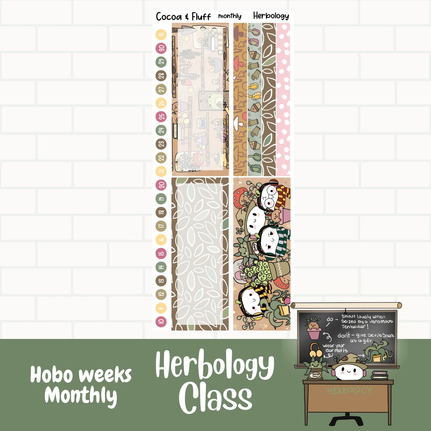 Herbology Class Hobonichi Weeks Monthly Sticker Kit
