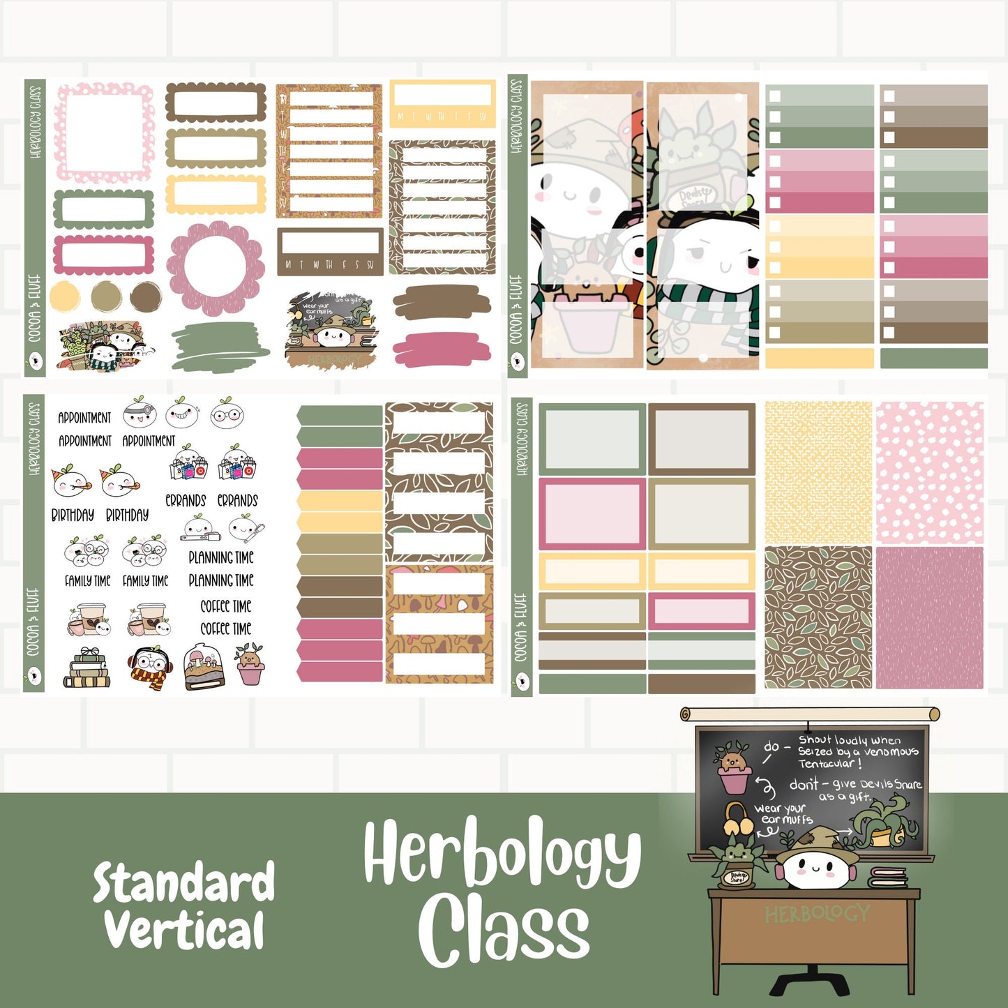 Herbology Class Standard Vertical Weekly Sticker Kit