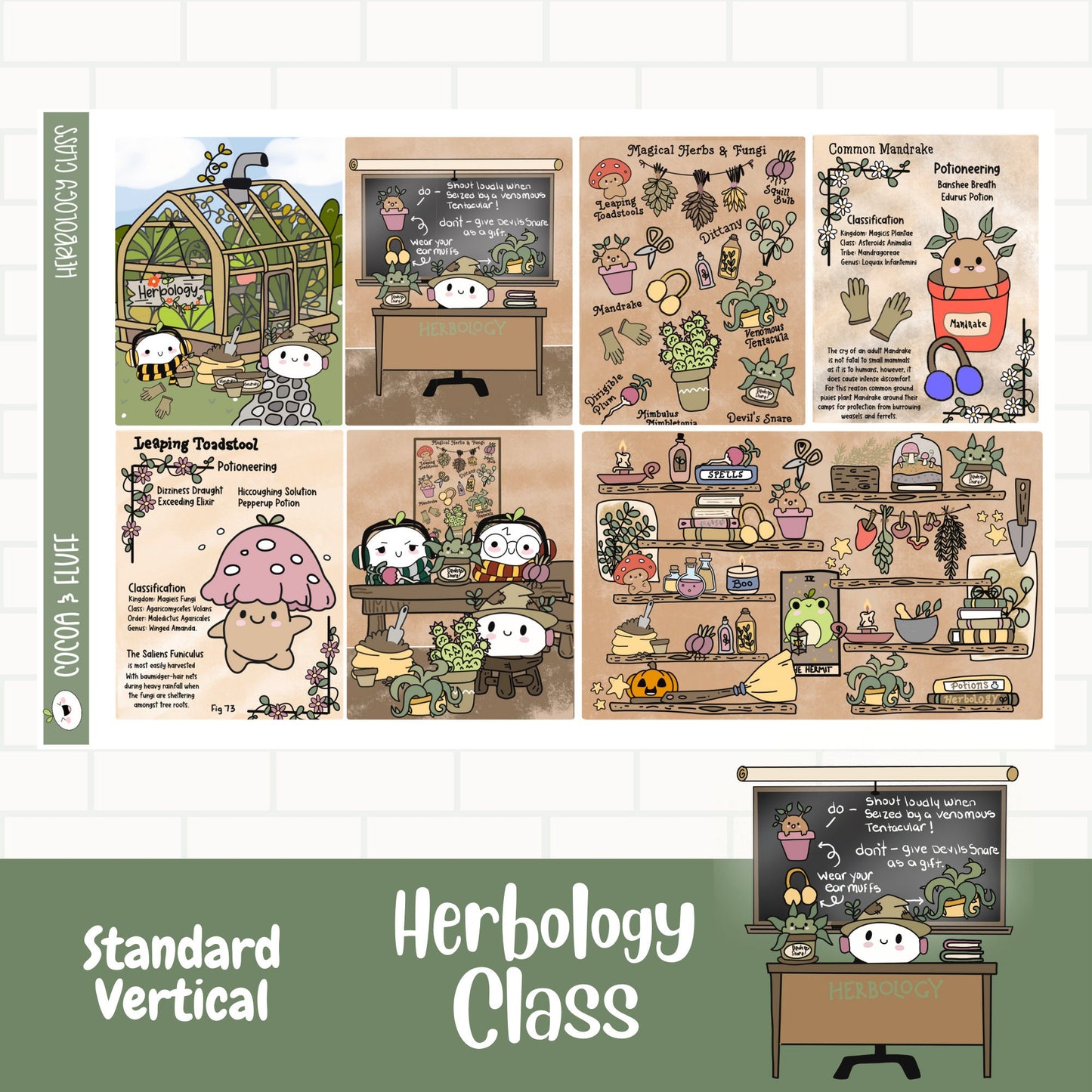 Herbology Class Standard Vertical Weekly Sticker Kit