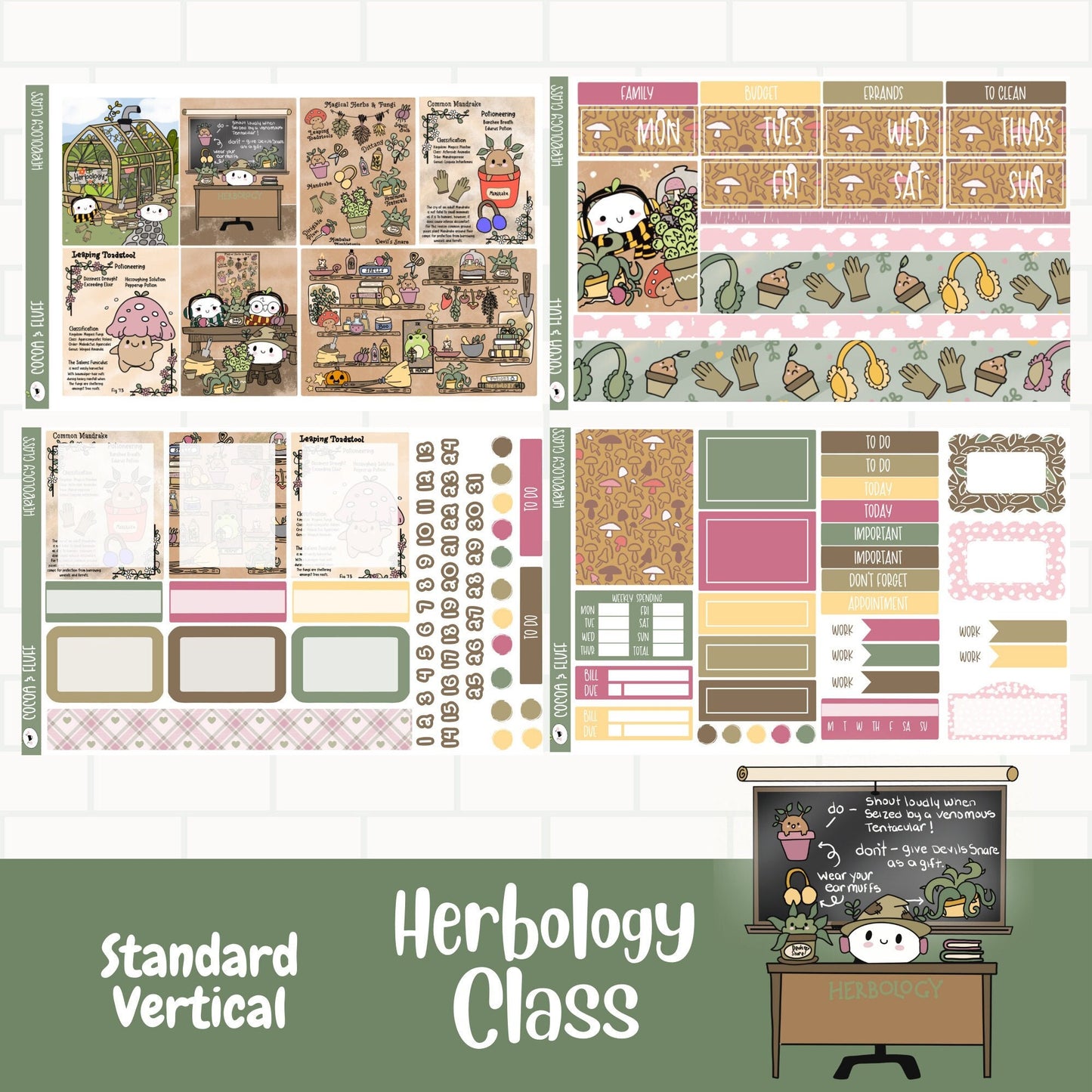 Herbology Class Standard Vertical Weekly Sticker Kit