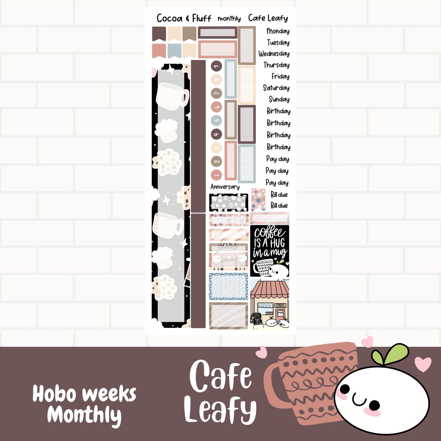 Cafe Leafy Hobonichi Weeks Monthly Sticker Kit