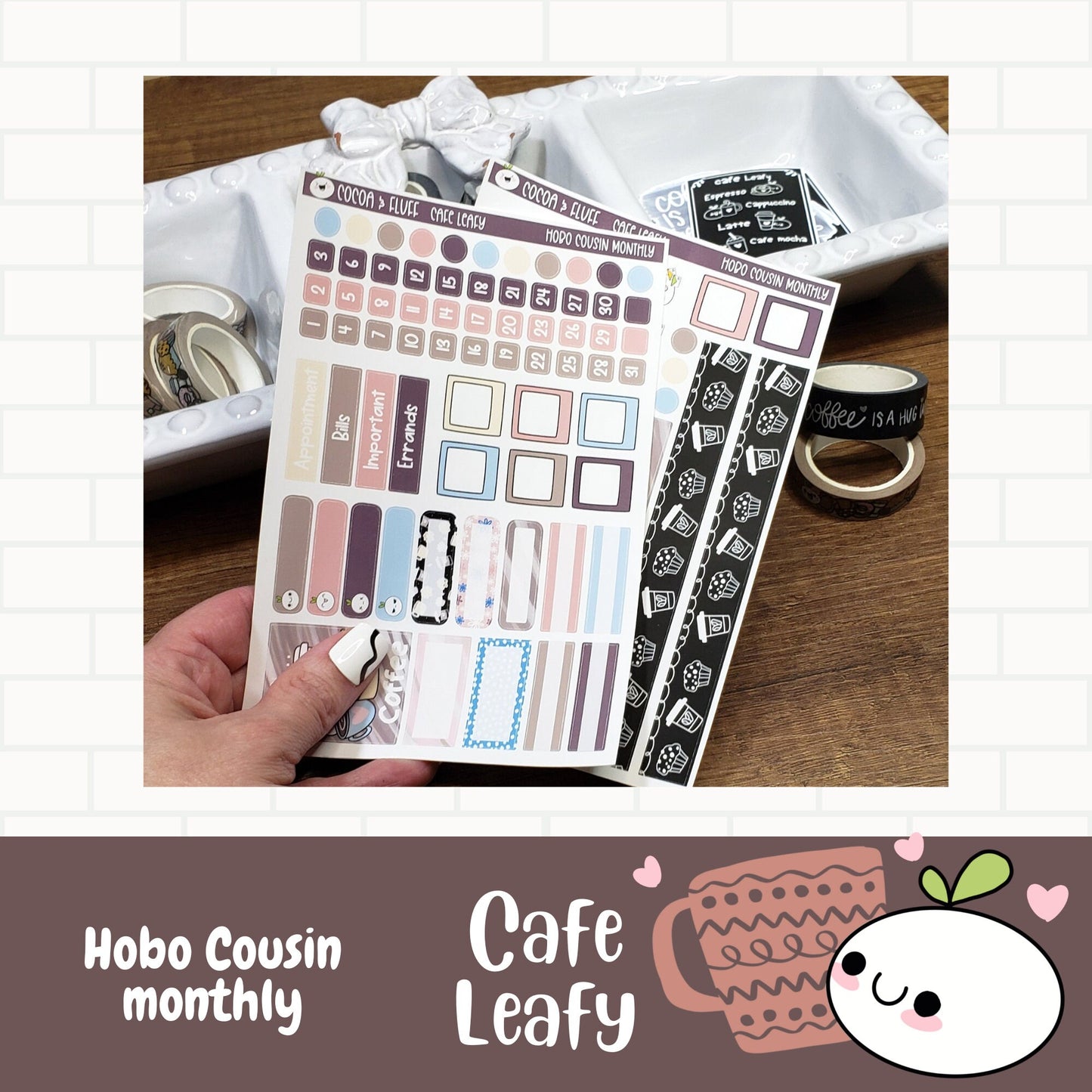 Cafe Leafy Hobonichi Cousin Monthly Sticker Kit