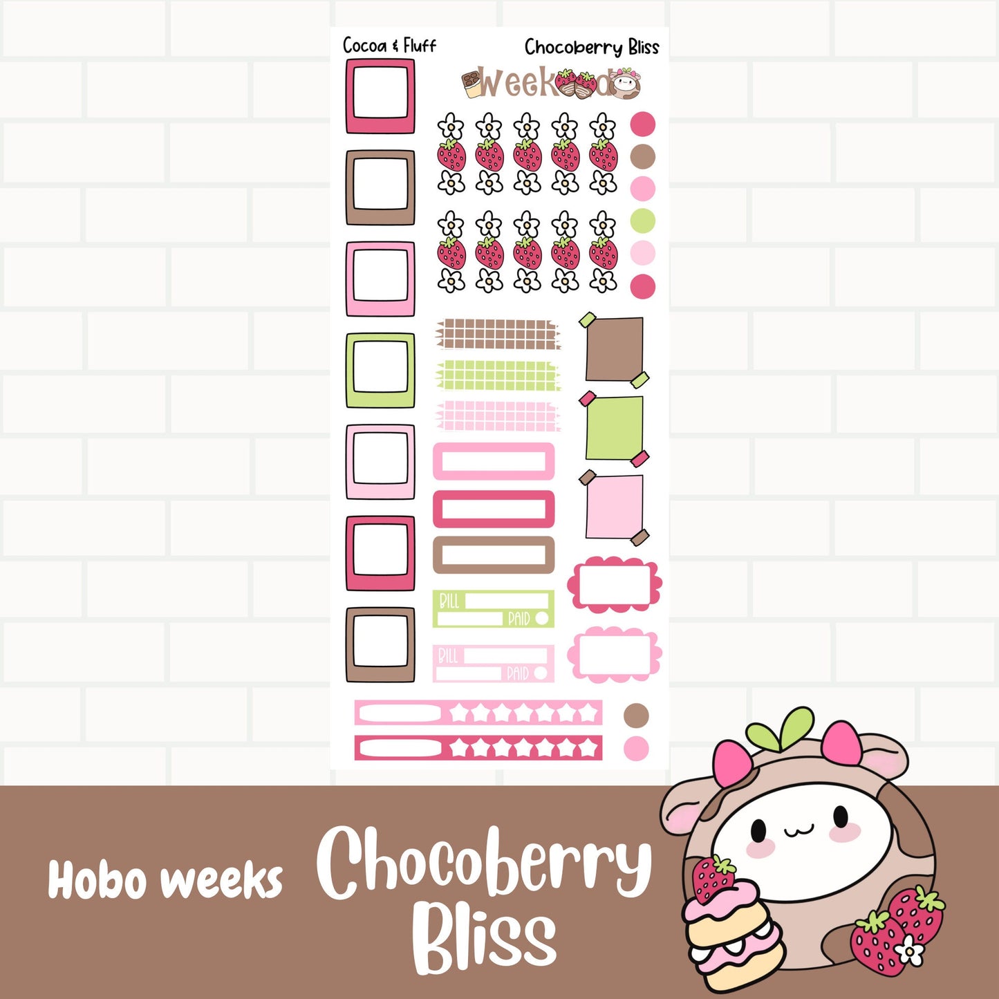 Chocoberry Bliss Hobonichi Weeks Weekly Sticker Kit