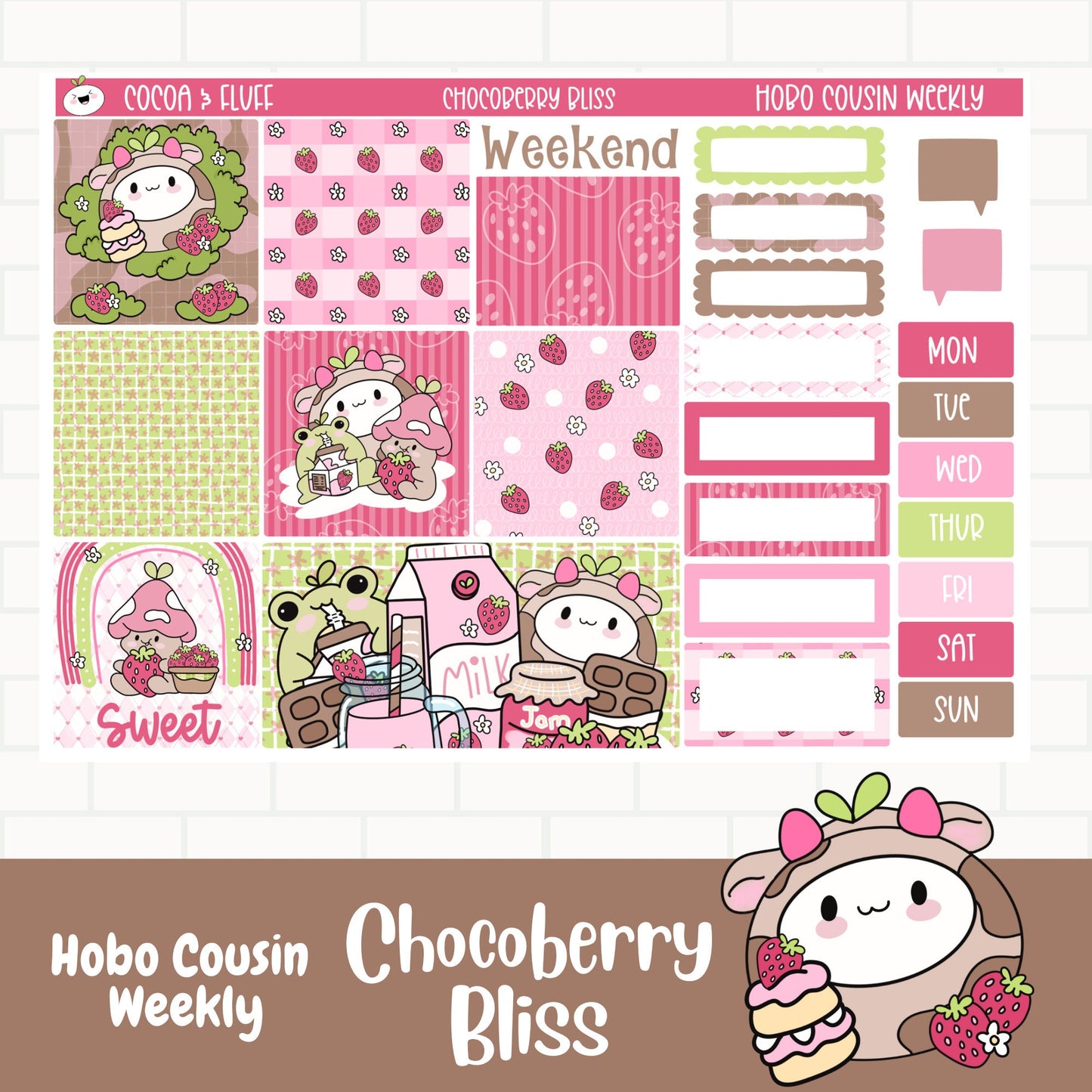 Chocoberry Bliss Hobonichi Cousin Weekly Sticker Kit