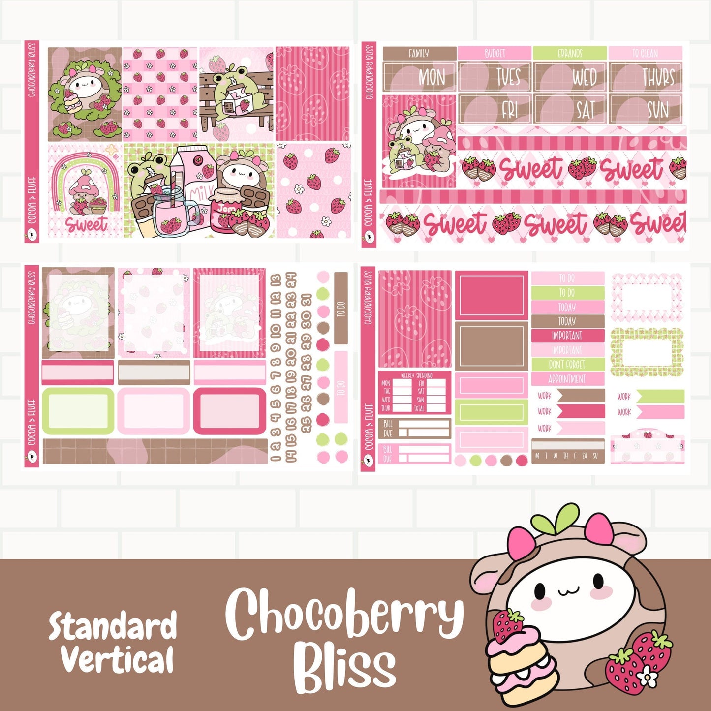 Chocoberry Bliss Standard Vertical Weekly Sticker Kit