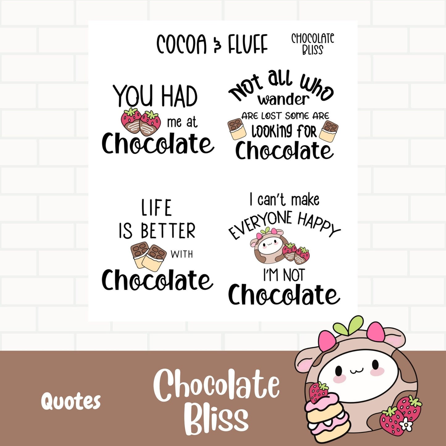 Chocolate Bliss Planner Quotes Stickers