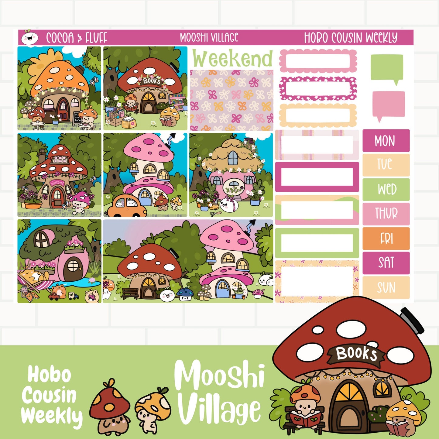 Mooshi Village Hobonichi Cousin Weekly Sticker Kit