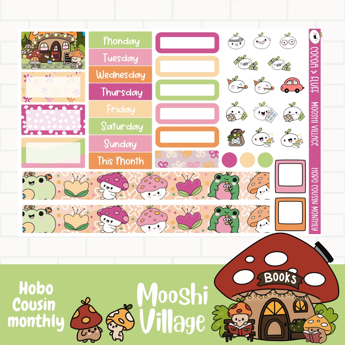 Mooshi Village Hobonichi Cousin Monthly Sticker Kit