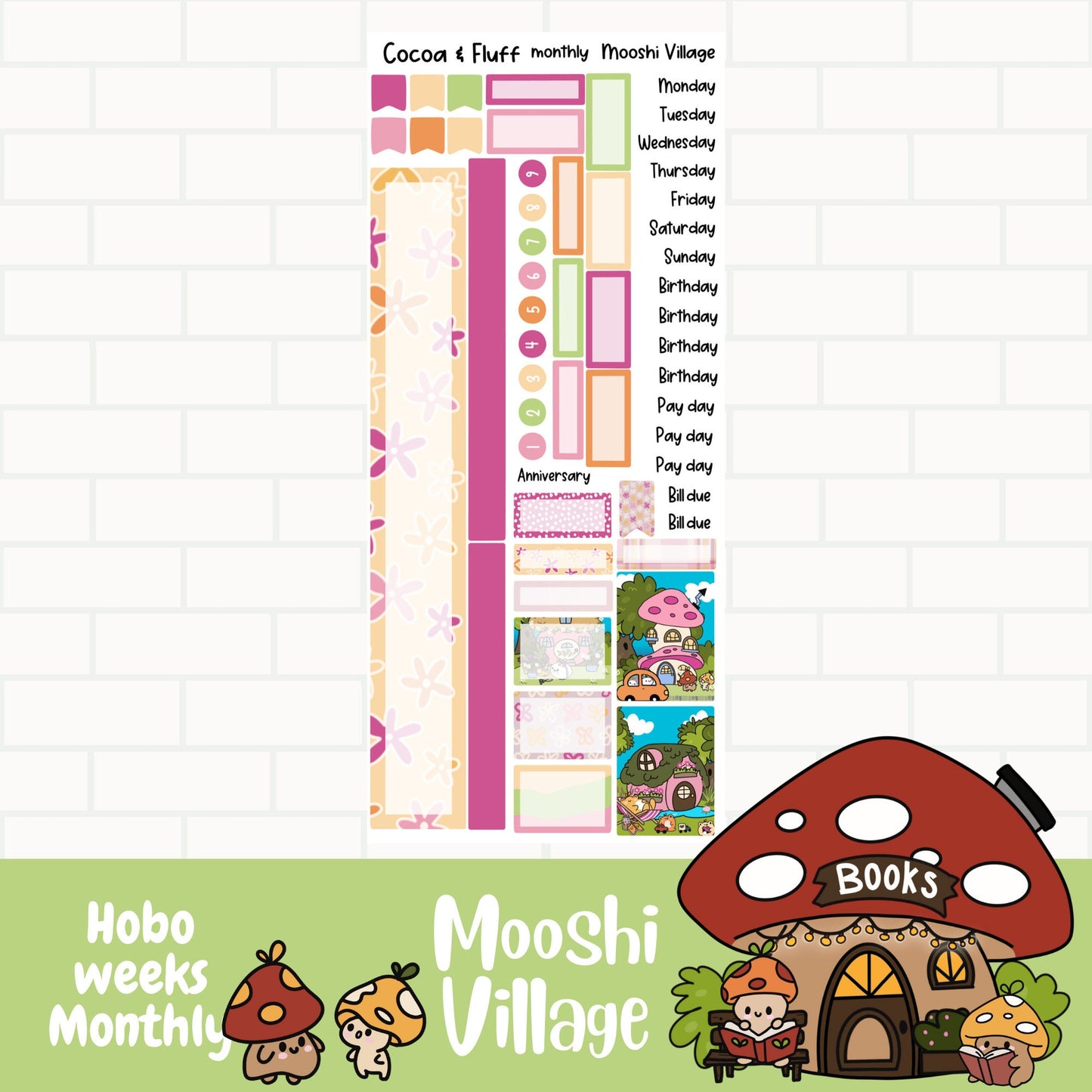 Mooshi Village Hobonichi Weeks Monthly Sticker Kit