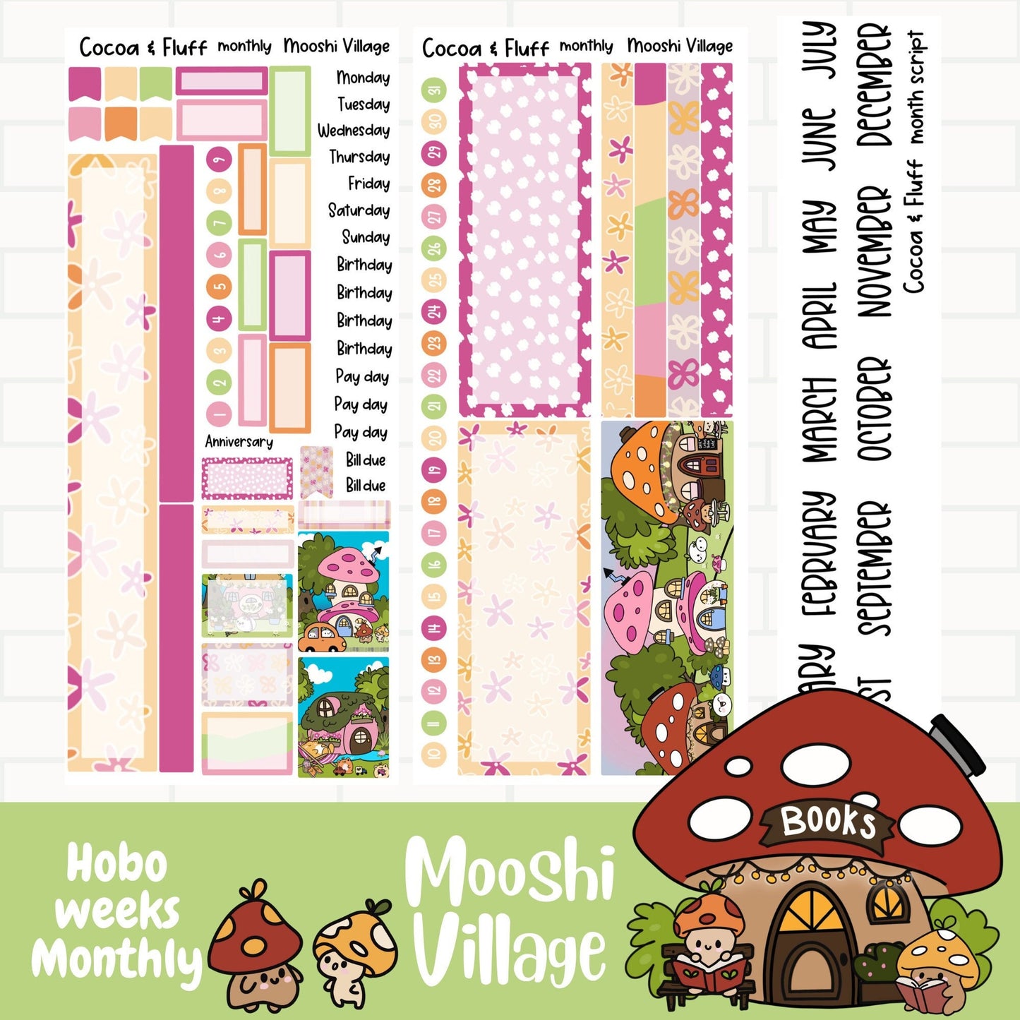 Mooshi Village Hobonichi Weeks Monthly Sticker Kit