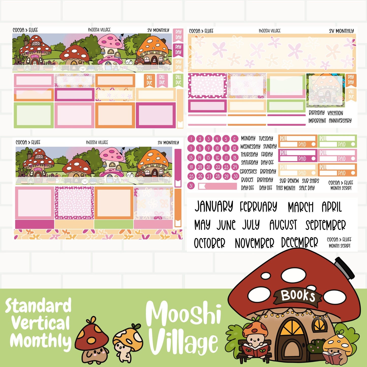Mooshi Village Standard Vertical Monthly Sticker Kit
