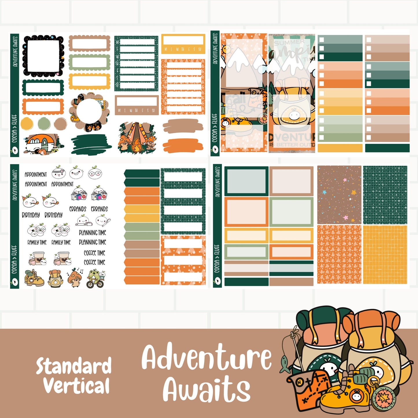 Adventure Awaits Standard Vertical Weekly Planner Stickers