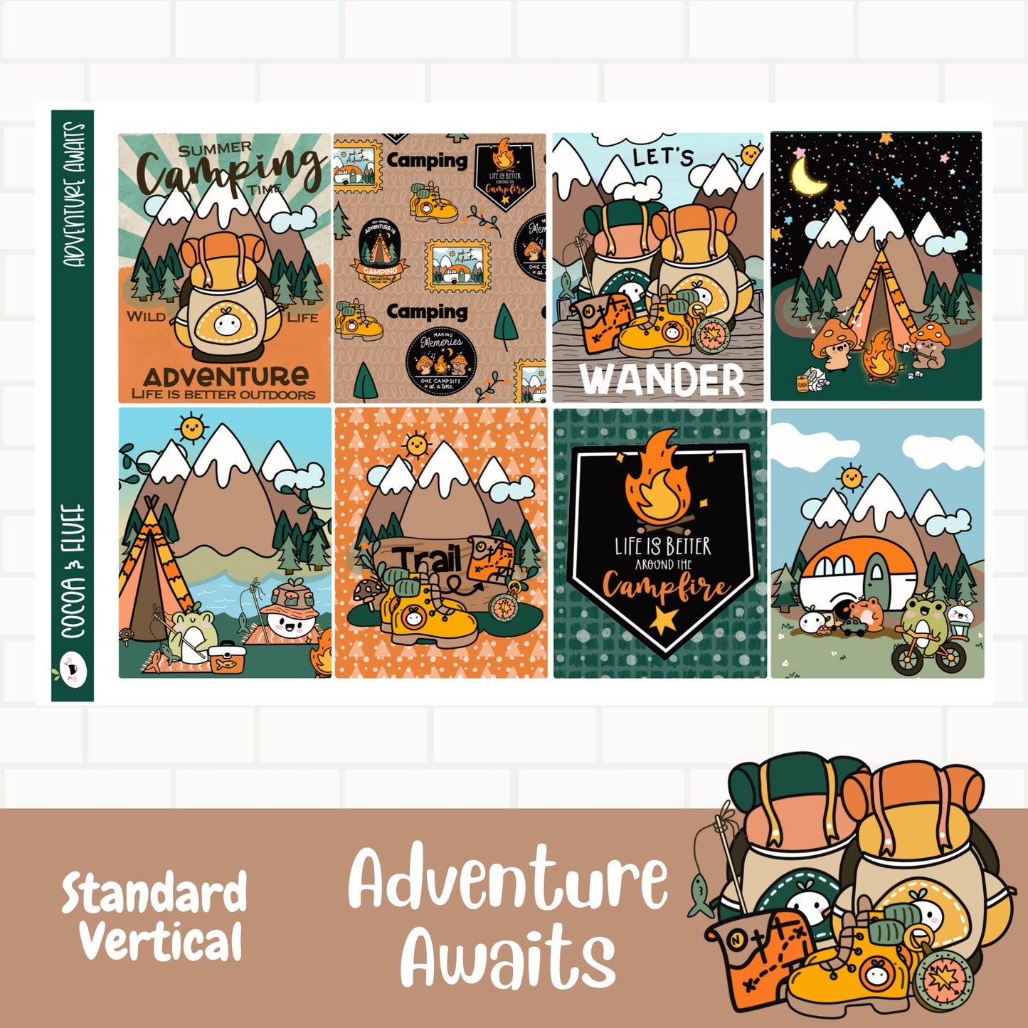 Adventure Awaits Standard Vertical Weekly Planner Stickers