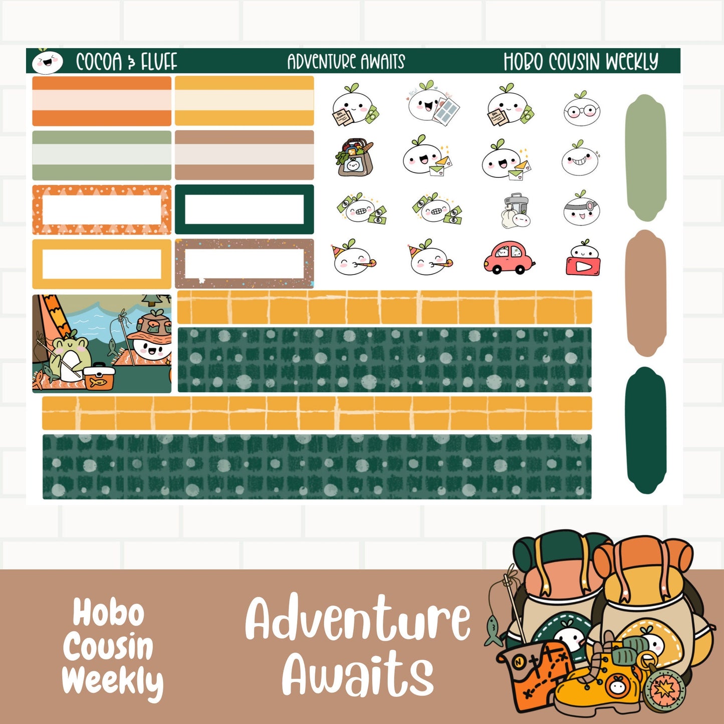 Adventure Awaits Hobo Cousin Weekly Planner Stickers