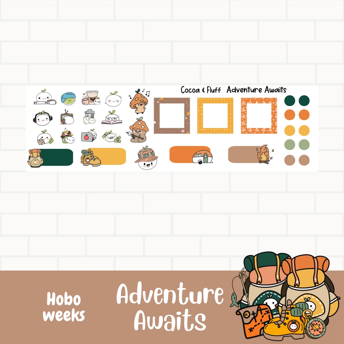 Adventure Awaits Hobo Weeks Weekly Planner Stickers