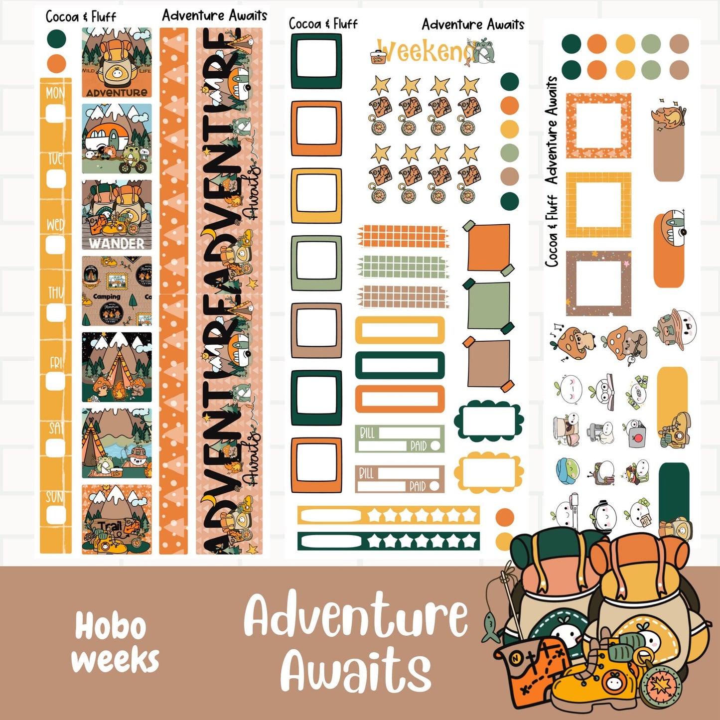 Adventure Awaits Hobo Weeks Weekly Planner Stickers