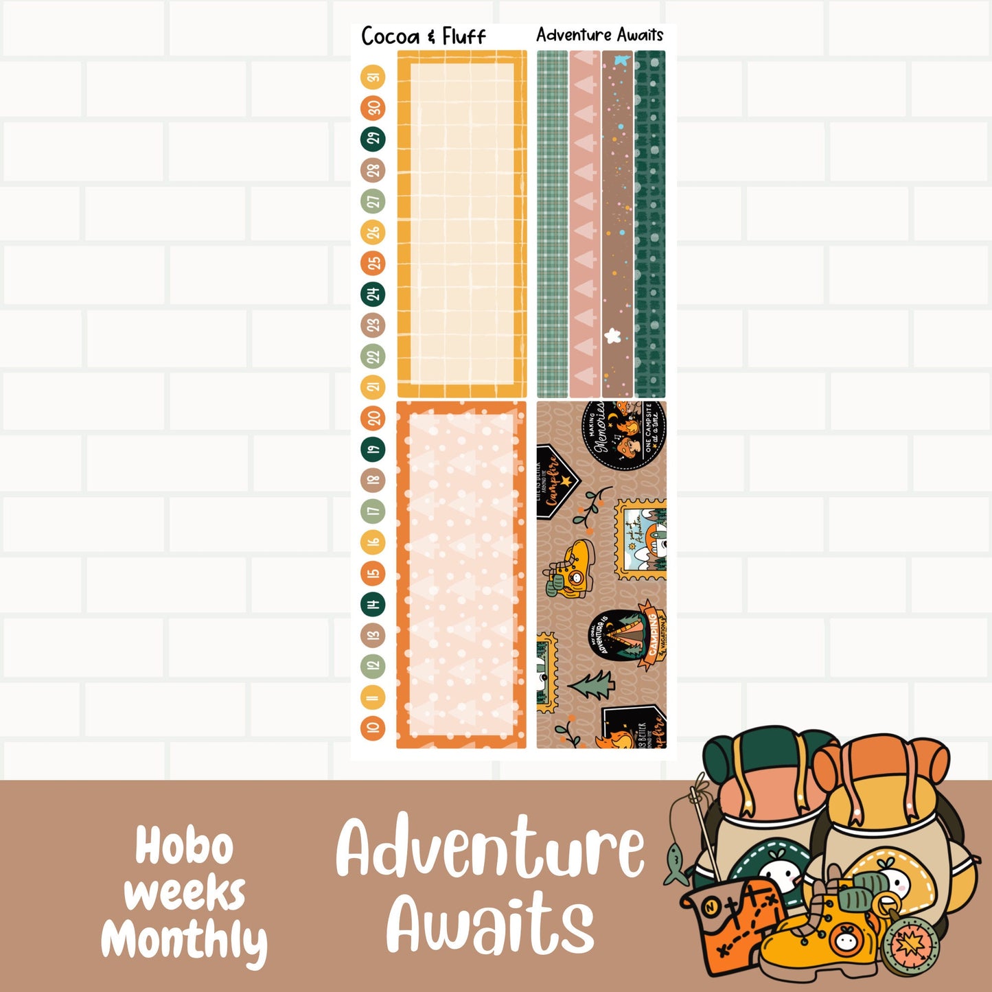 Adventure Awaits Hobo Weeks Monthly Planner Stickers