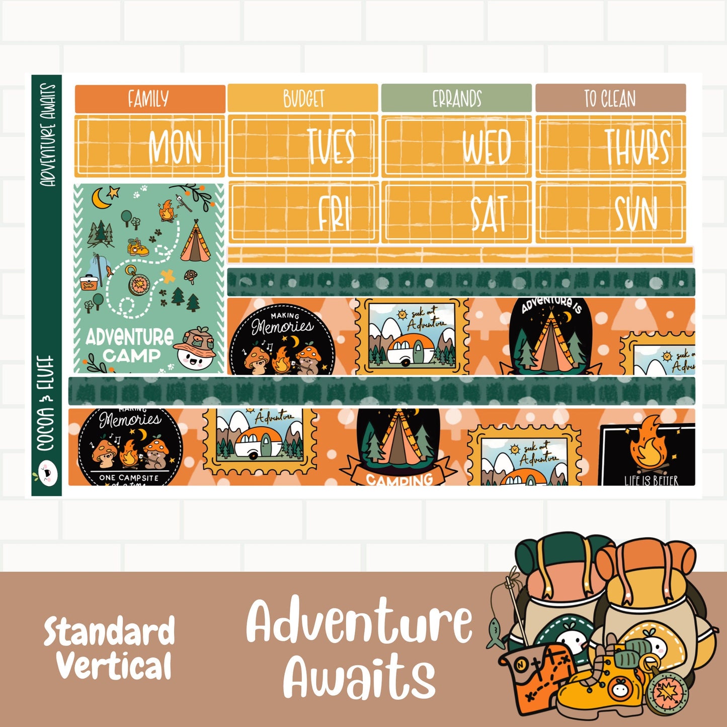 Adventure Awaits Standard Vertical Weekly Planner Stickers