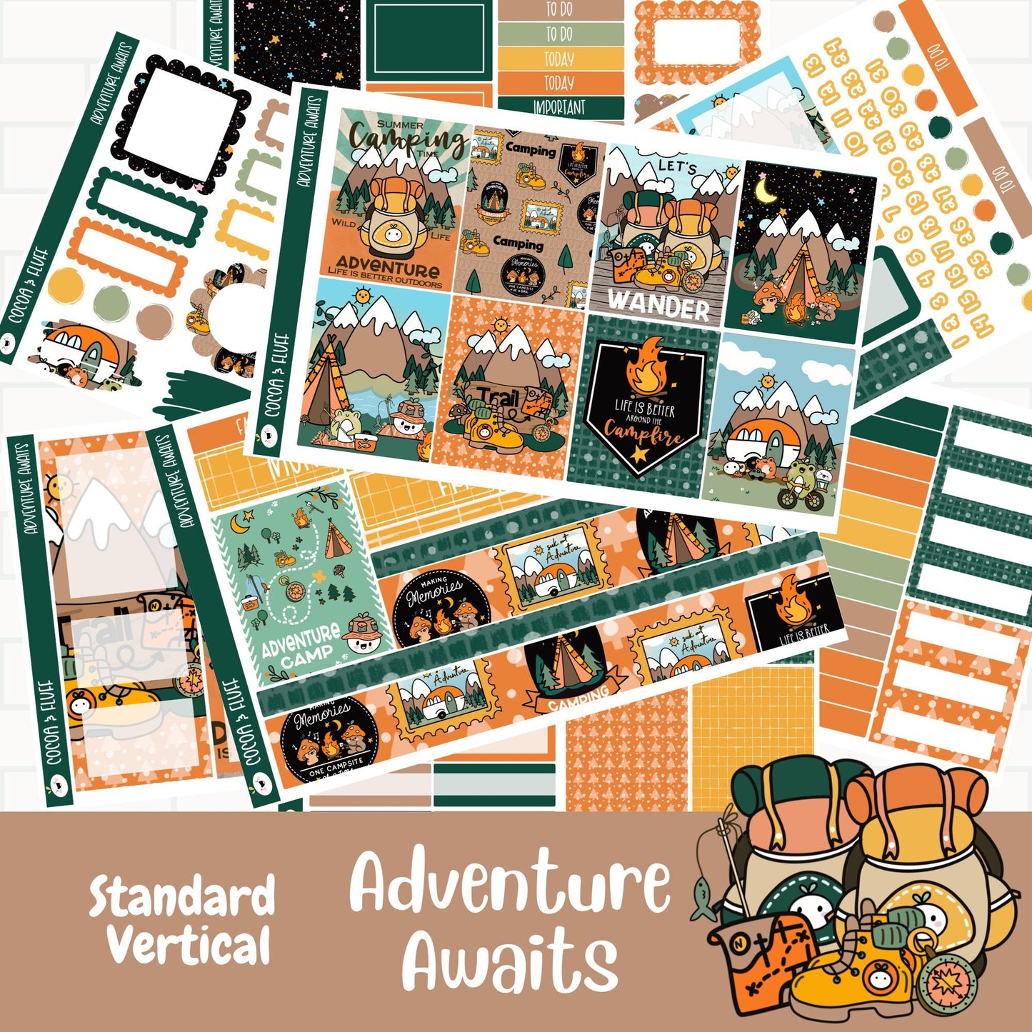 Adventure Awaits Standard Vertical Weekly Planner Stickers