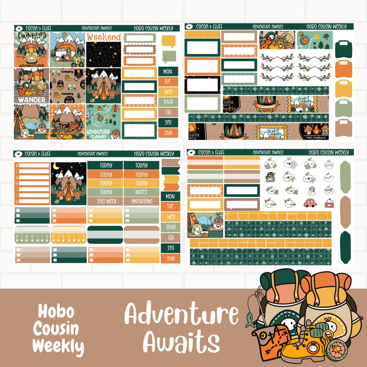 Adventure Awaits Hobo Cousin Weekly Planner Stickers