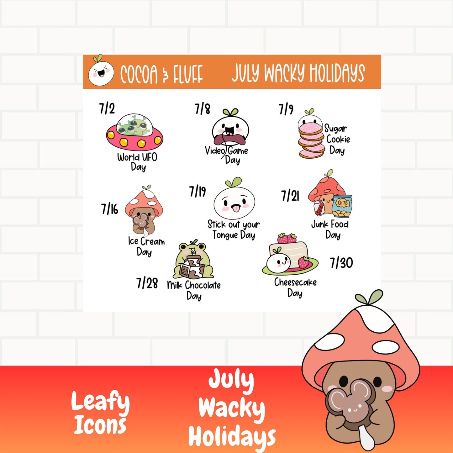 Wacky Holidays Leafy Planner Icons