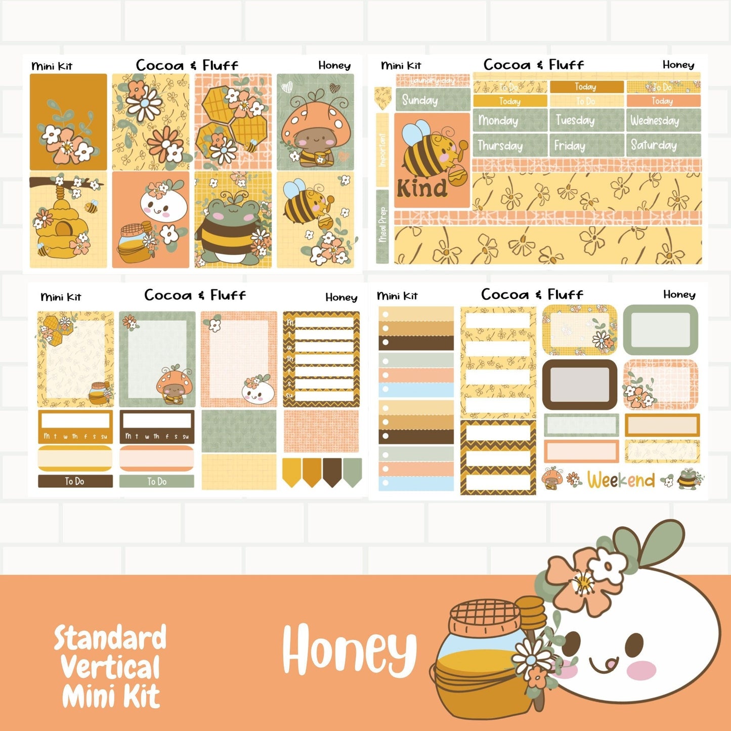 Honey Planner Standard Vertical Weekly Sticker Kit
