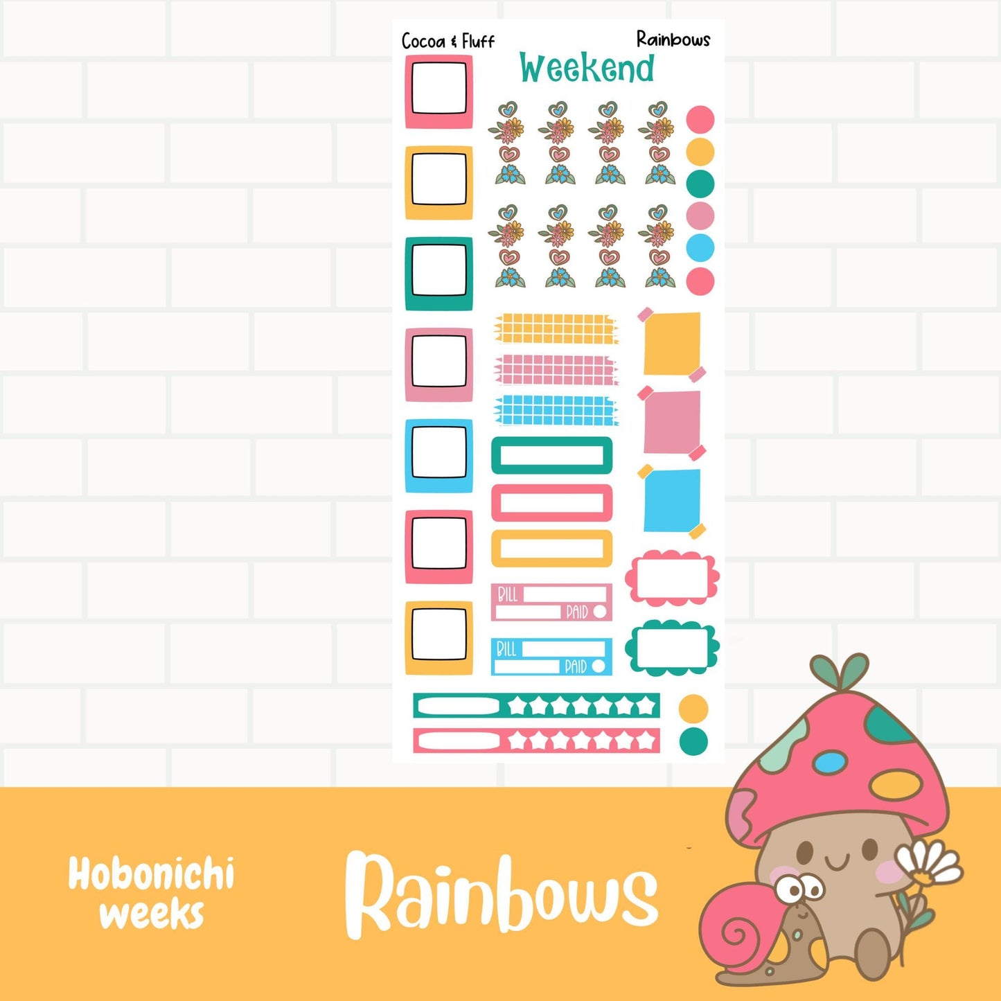 Rainbows Hobonichi Weeks Sticker Kit