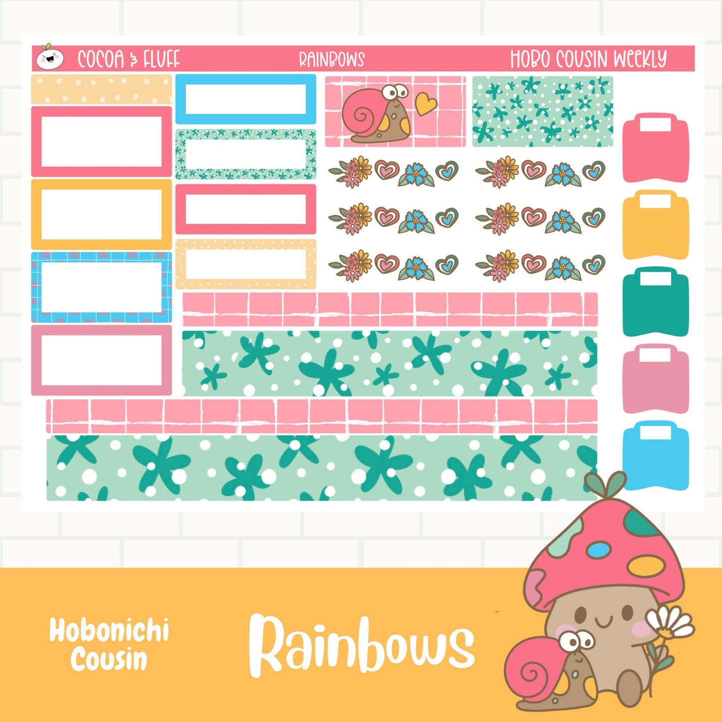 Rainbows Hobonichi Cousin Weekly Sticker Kit